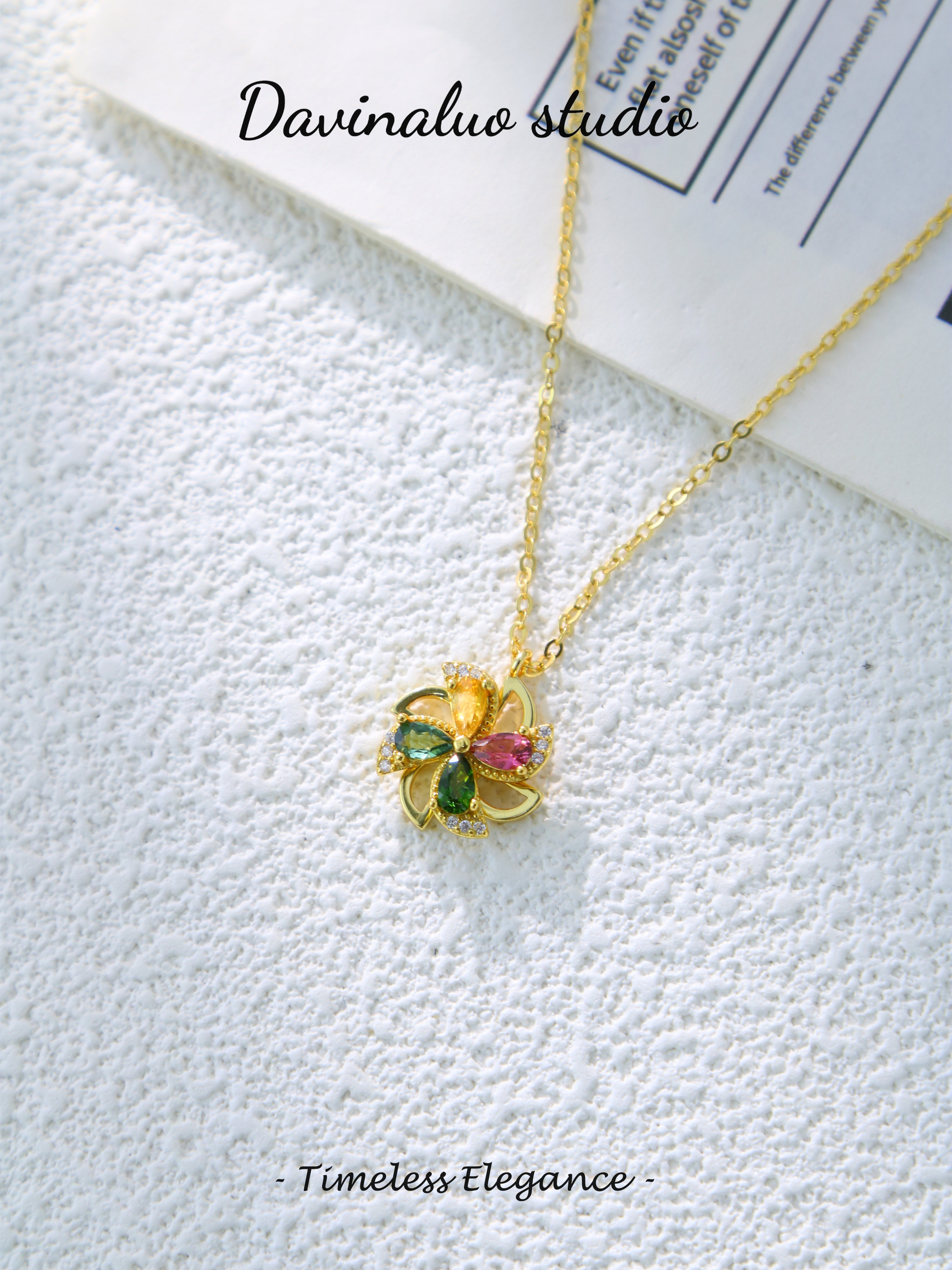 S925 Gold Classic Pear Cut Tourmaline Pendant D0630061
