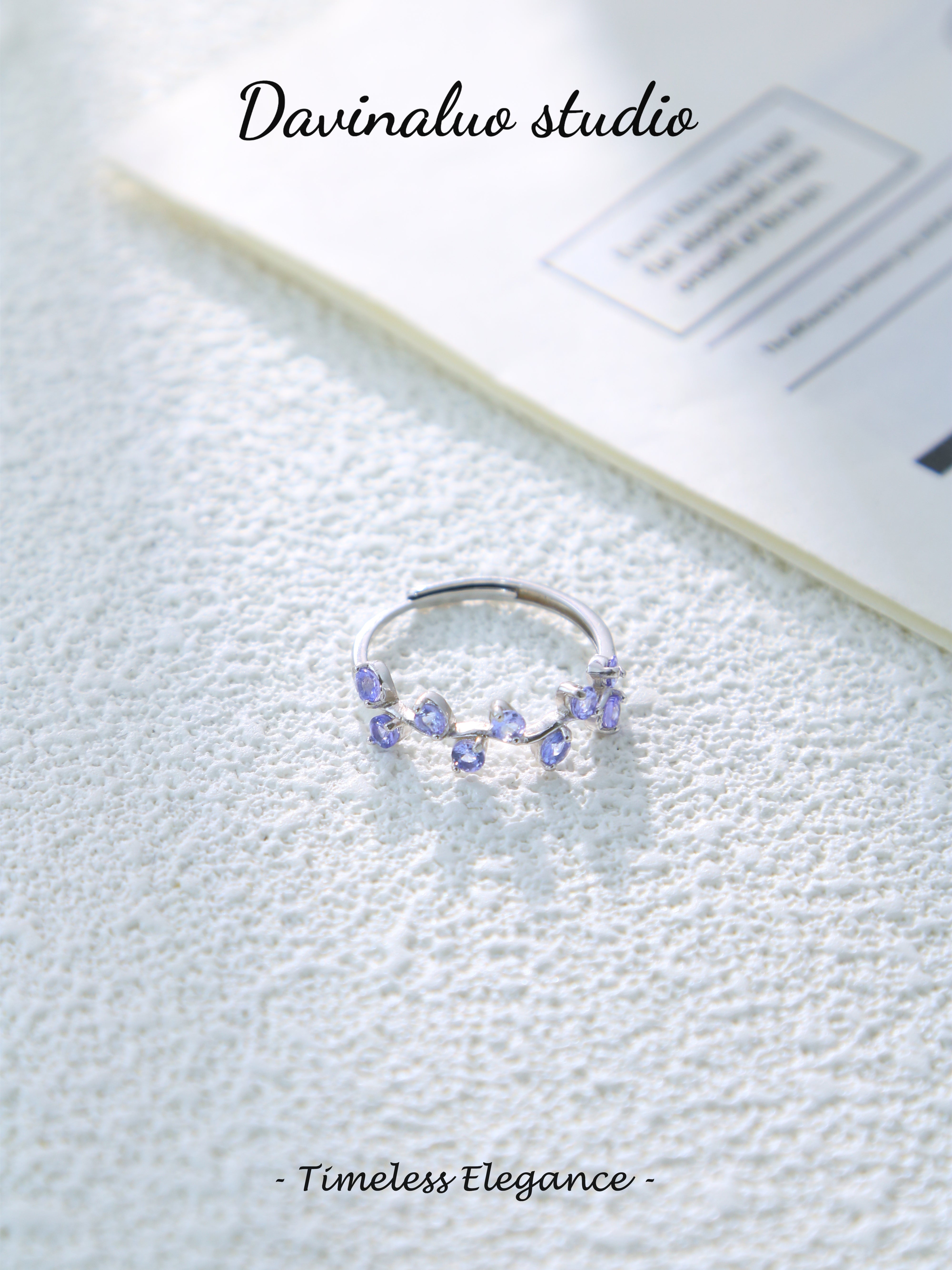 S925 Silver Simple Round Cut Tanzanite Ring D0630003