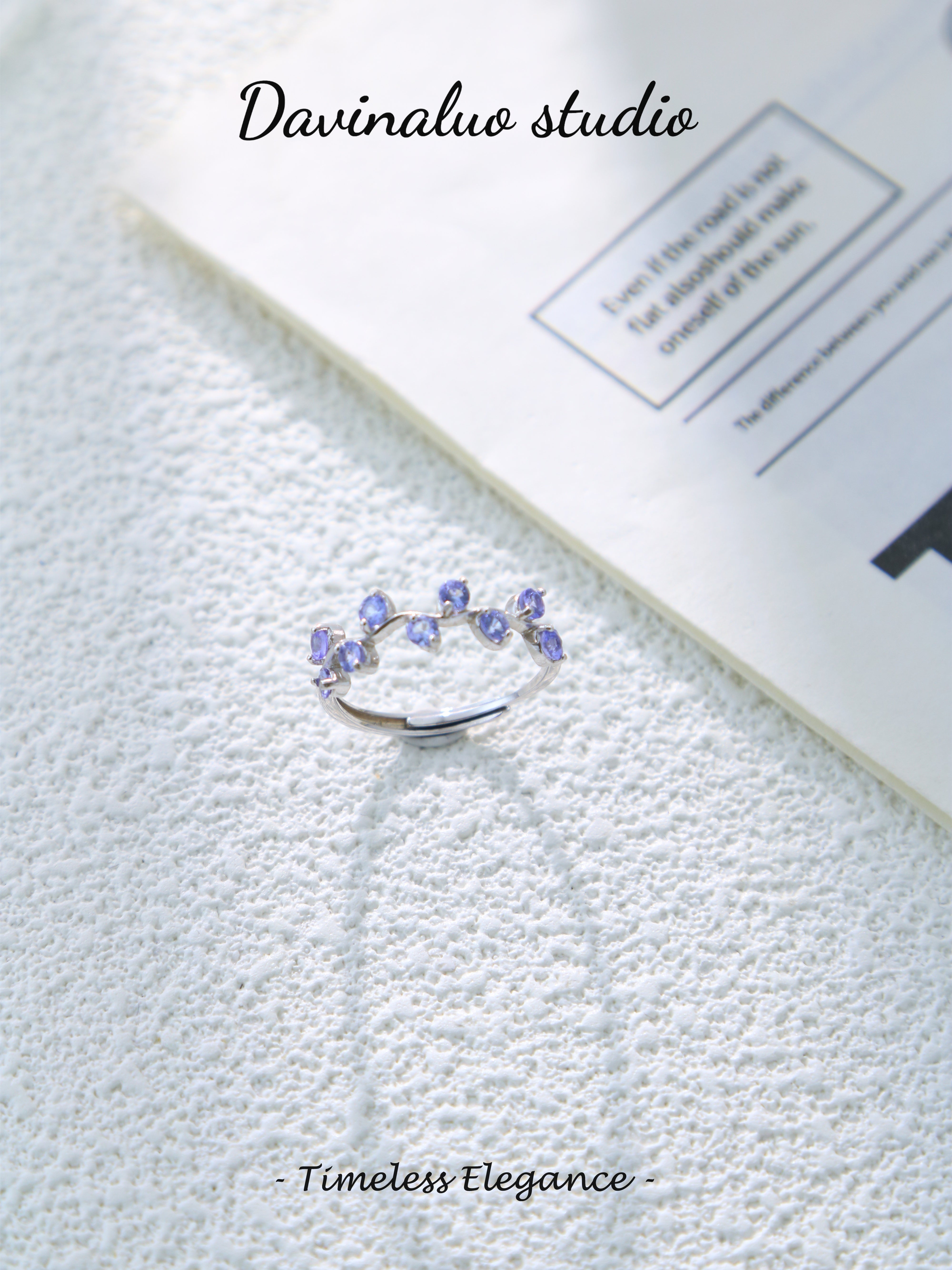 S925 Silver Simple Round Cut Tanzanite Ring D0630003