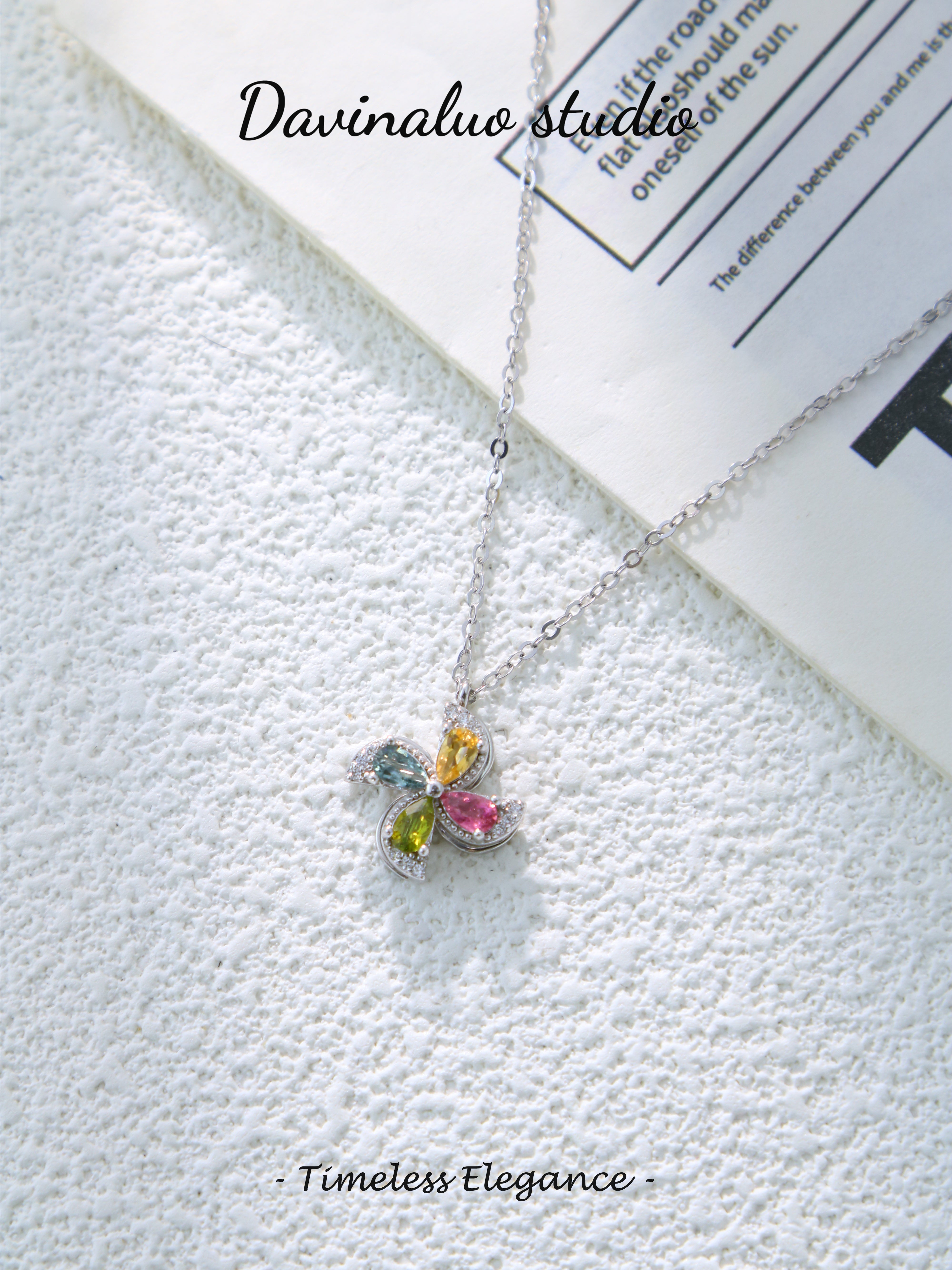 S925 Silver Classic Pear-Shaped Tourmaline Pendant D0530059