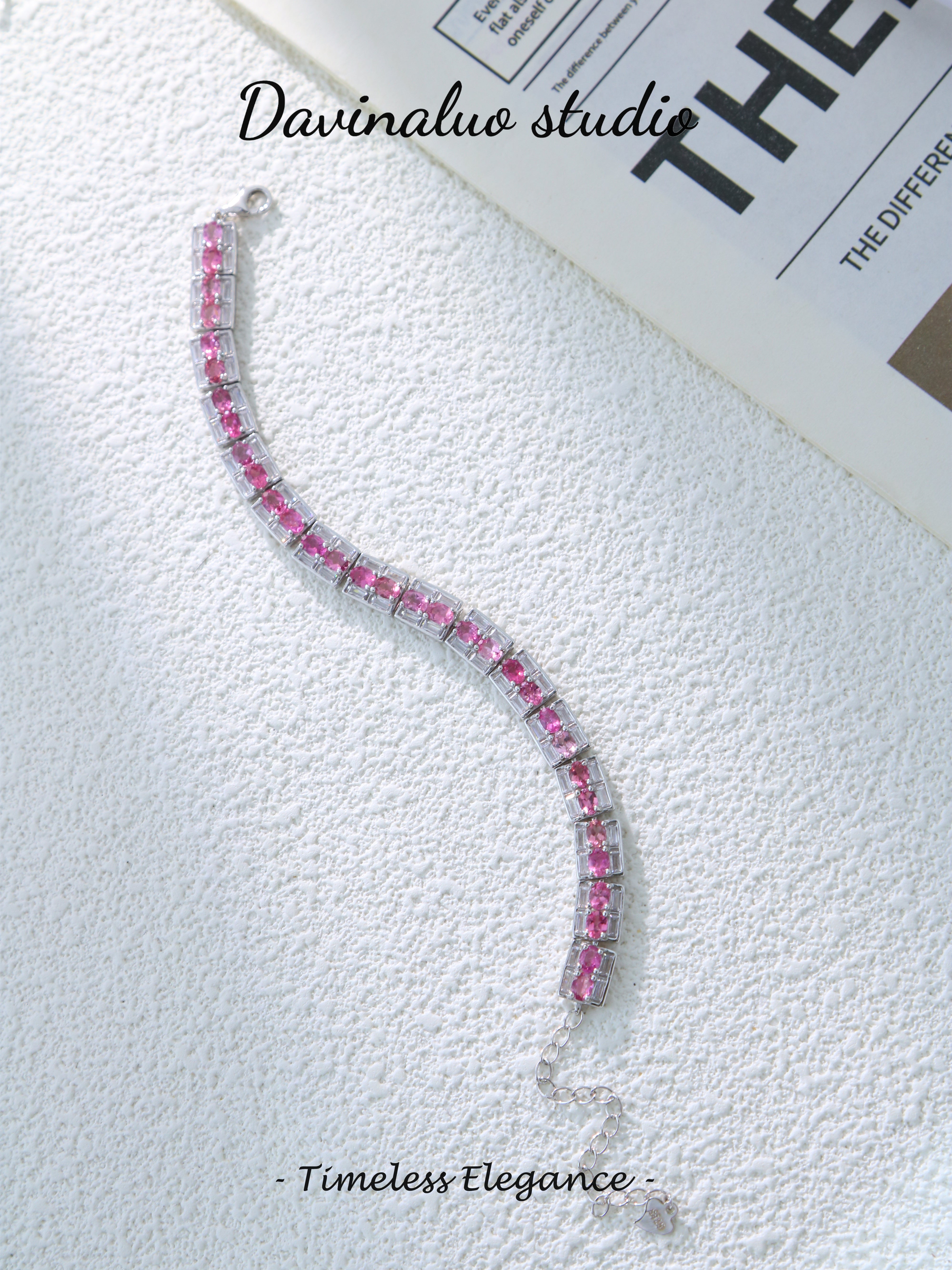 S925 Silver Classic Oval Cut Tourmaline Bracelet D0701036G