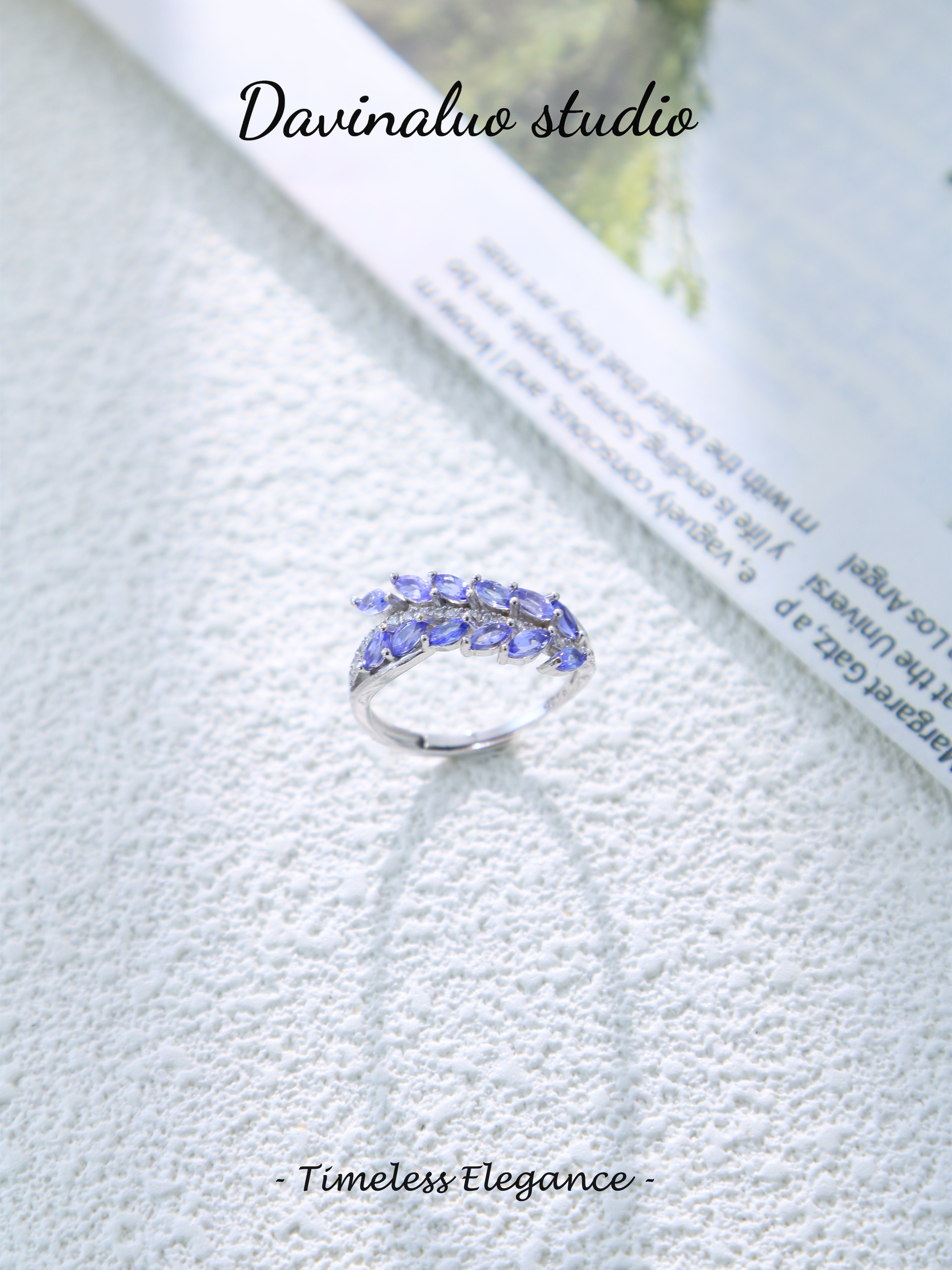 S925 Silver Classic Marquise Cut Tanzanite Ring D0630002