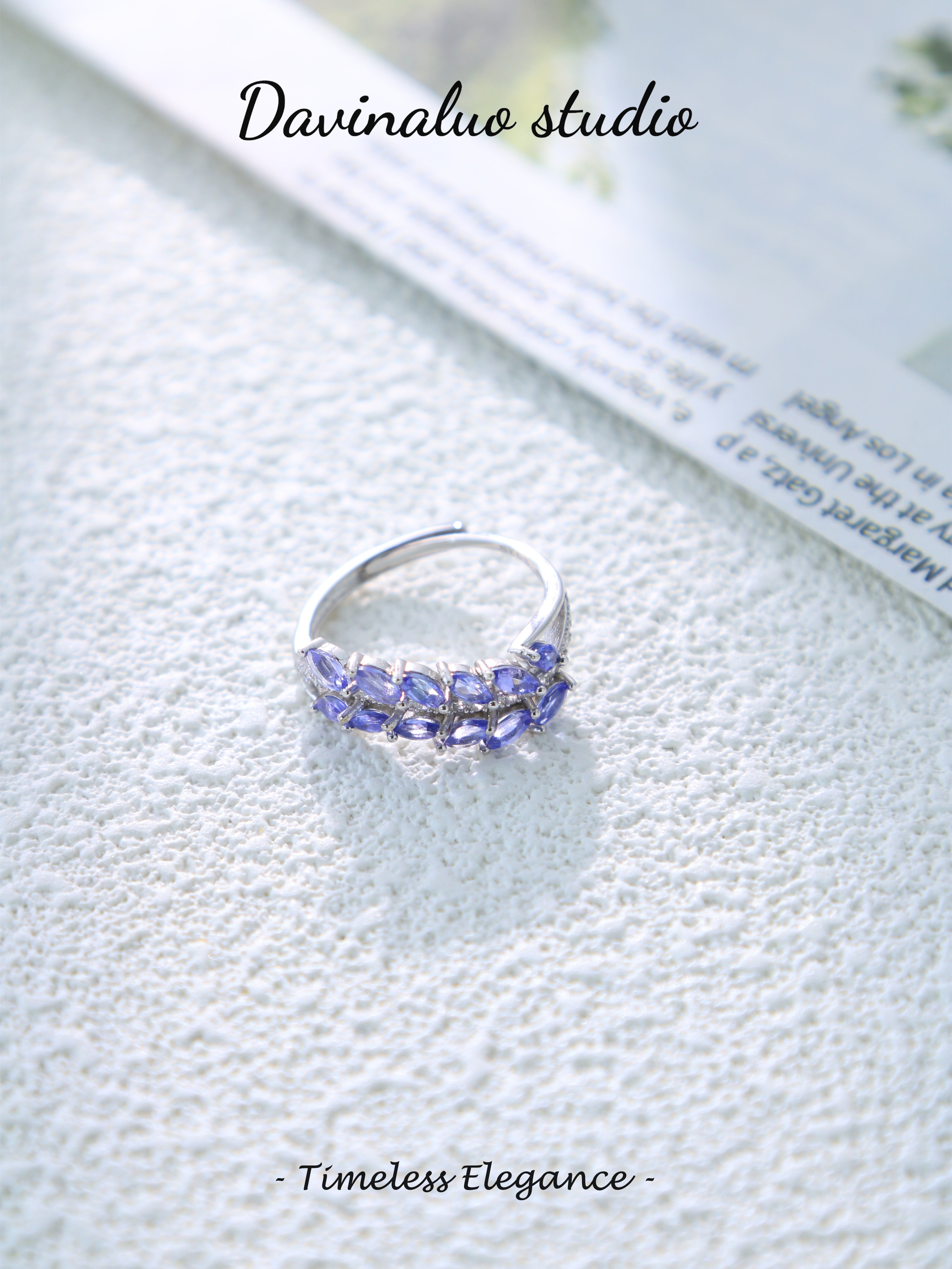 S925 Silver Classic Marquise Cut Tanzanite Ring D0630002
