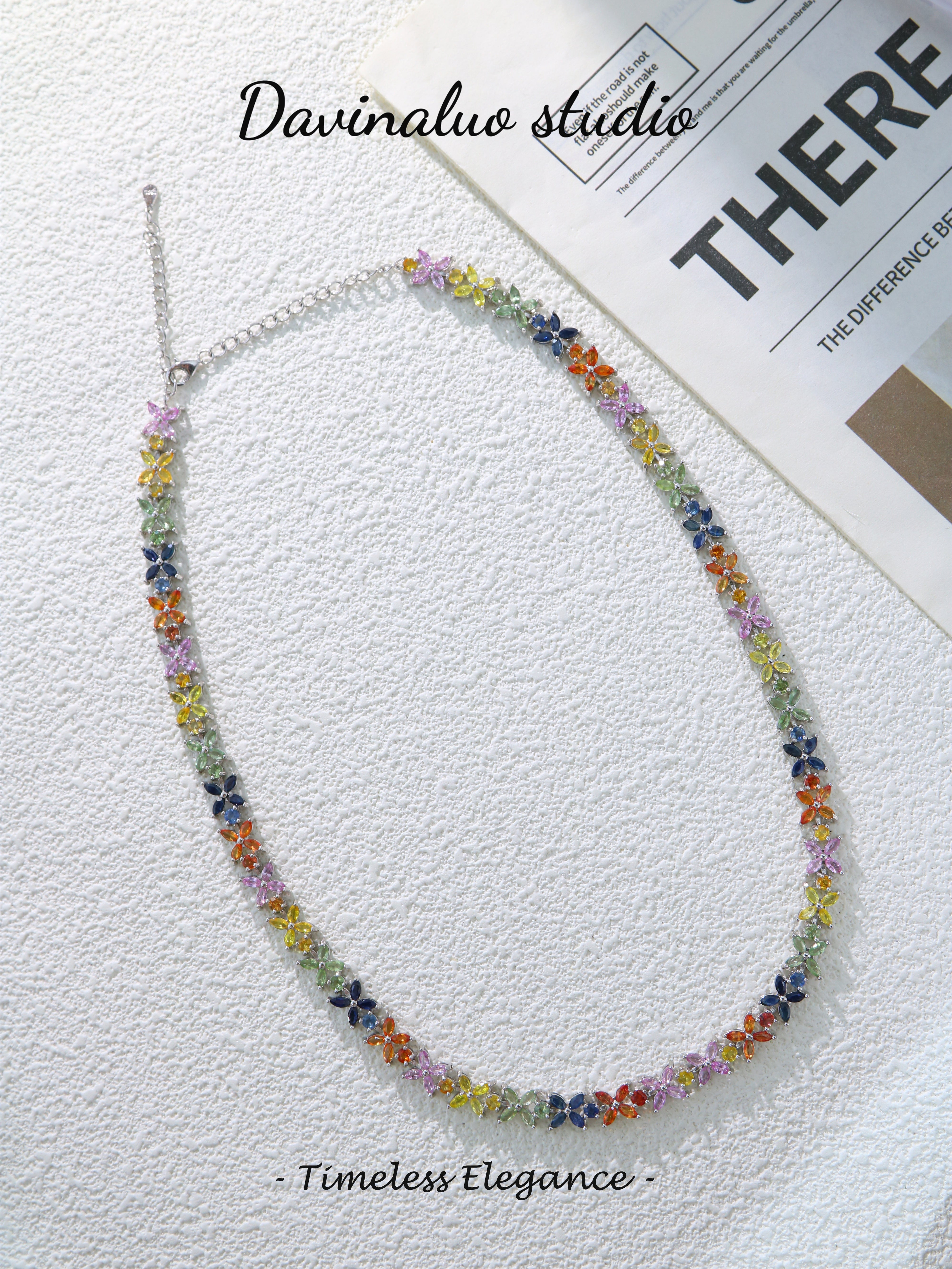S925 Silver Classic Marquise Cut Sapphire Necklace D0703017