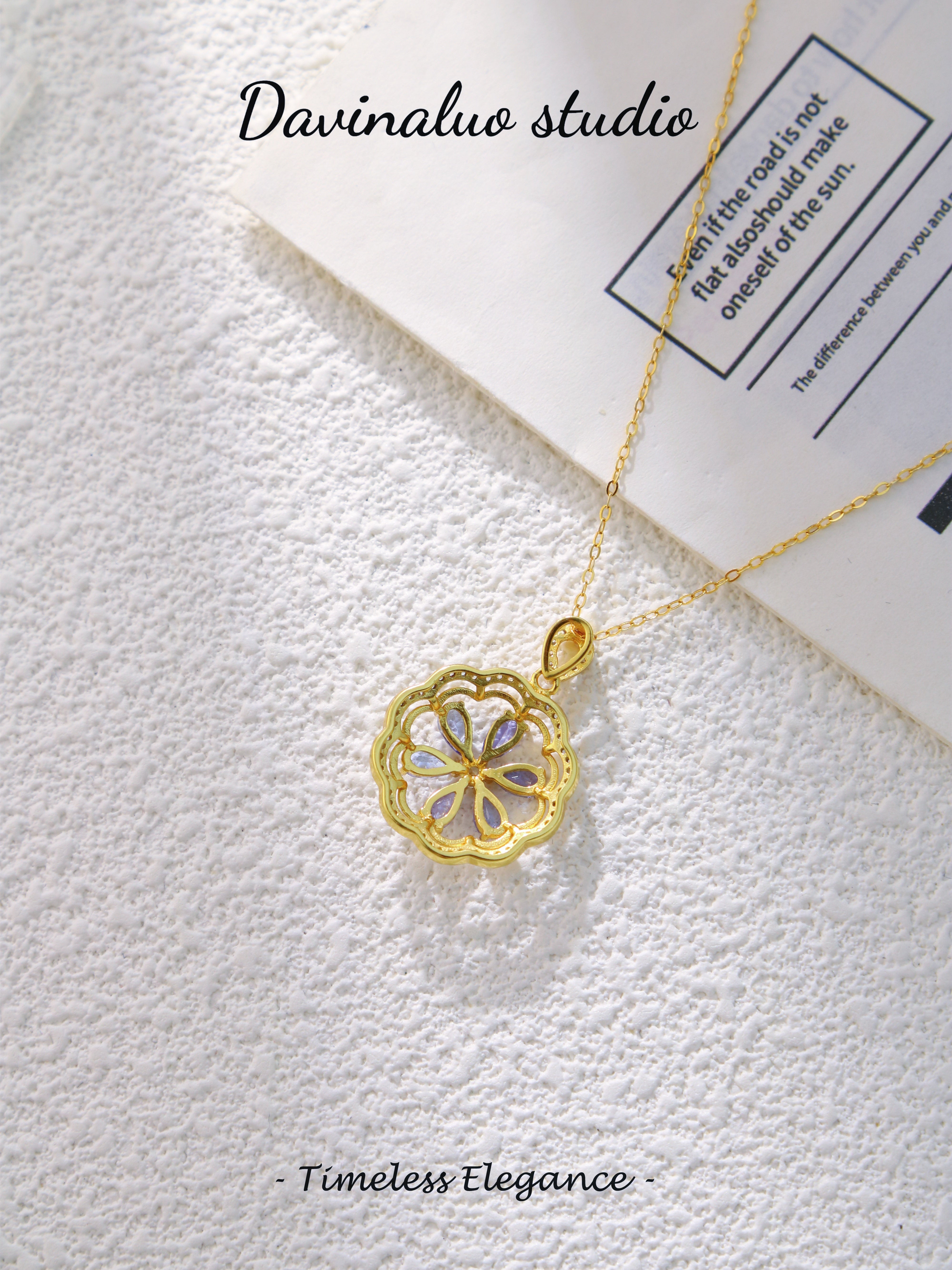 S925 Gold Classic Pear Cut Tanzanite Pendant 040312113