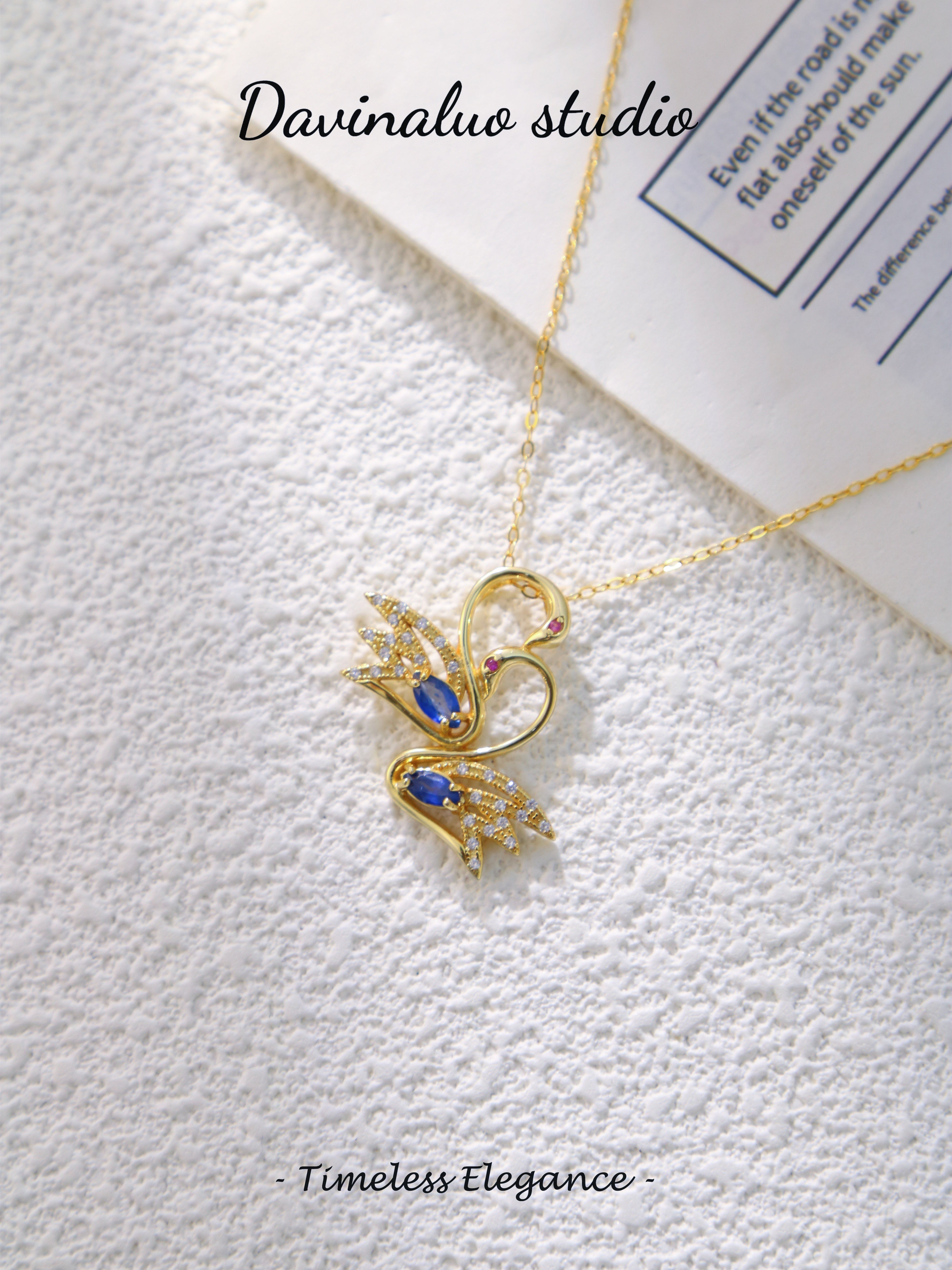S925 Gold Simple Marquise Cut Sapphire Pendant 040310060