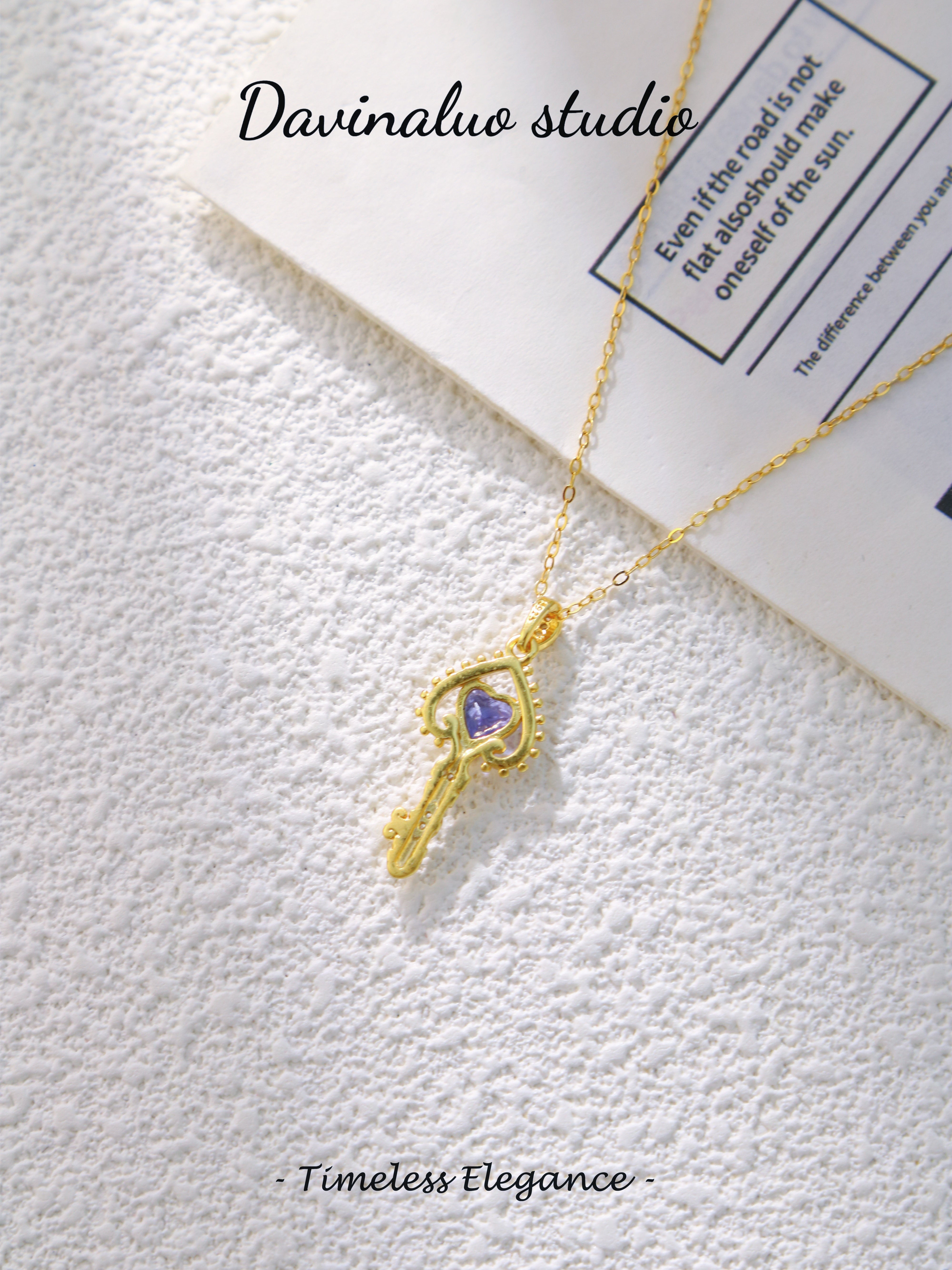 S925 Gold Minimalist Triangle Cut Tanzanite Pendant 040228044