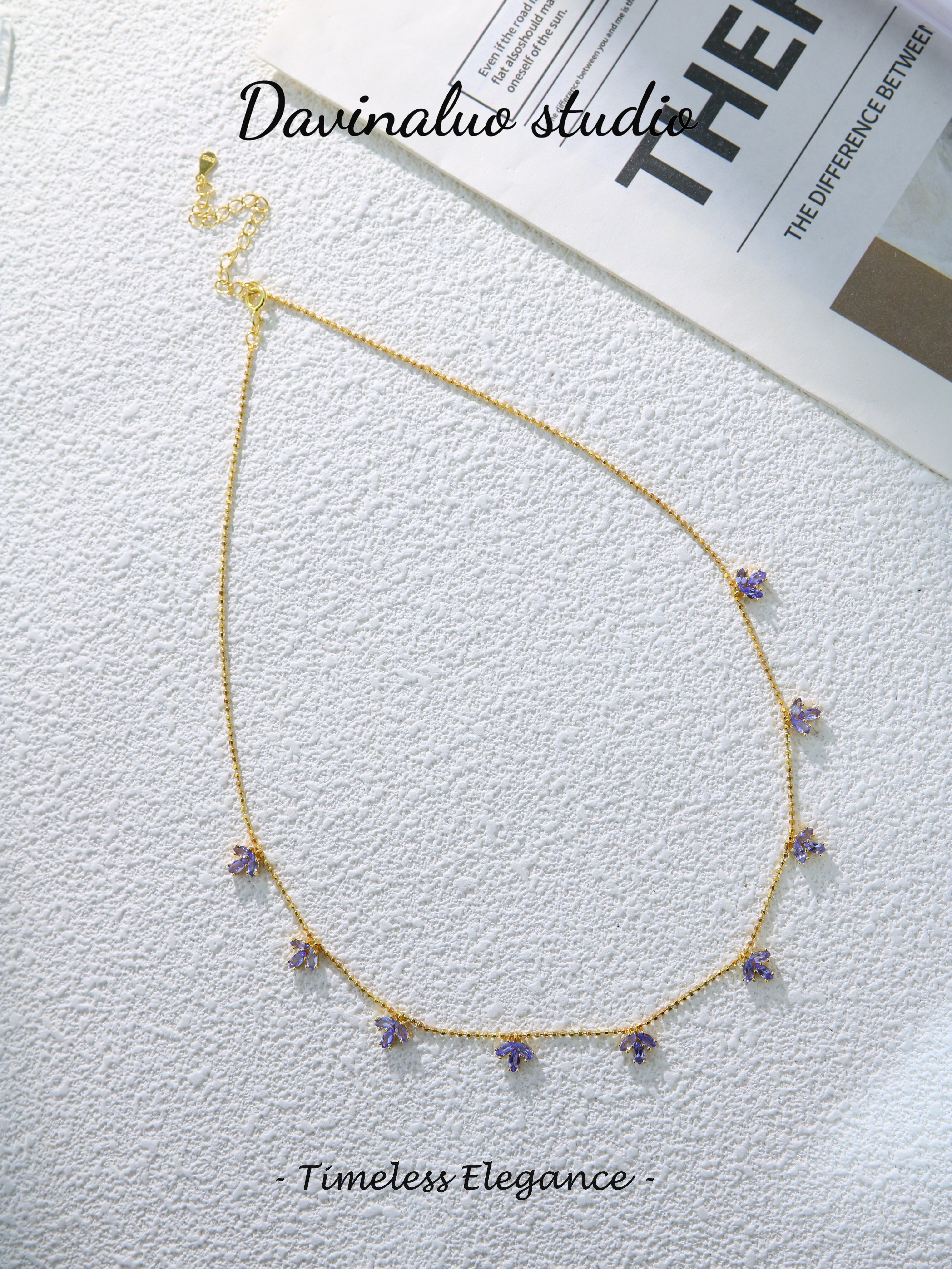 S925 Gold Classic Marquise Cut Tanzania Necklace D0619053