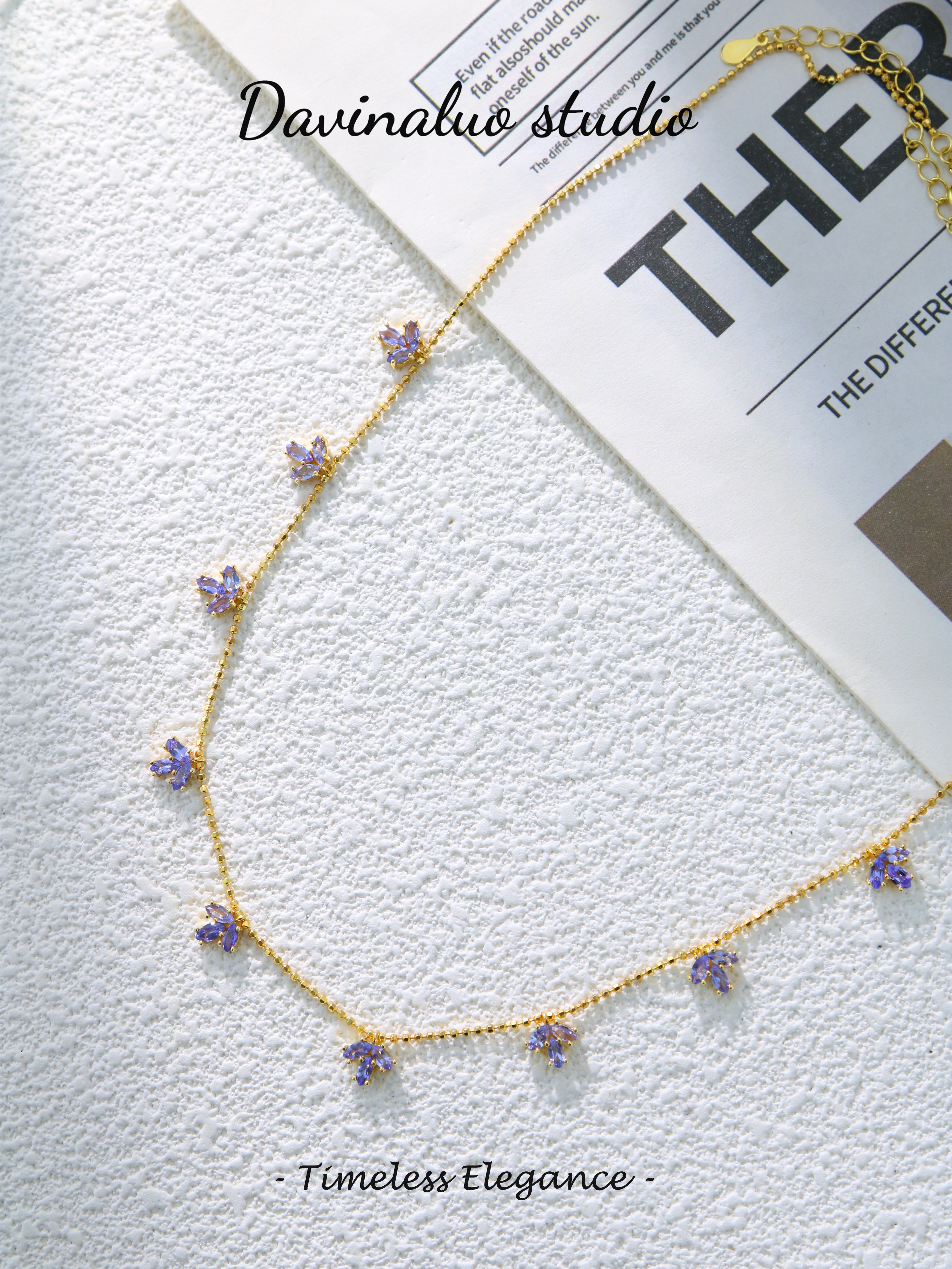 S925 Gold Classic Marquise Cut Tanzania Necklace D0619053