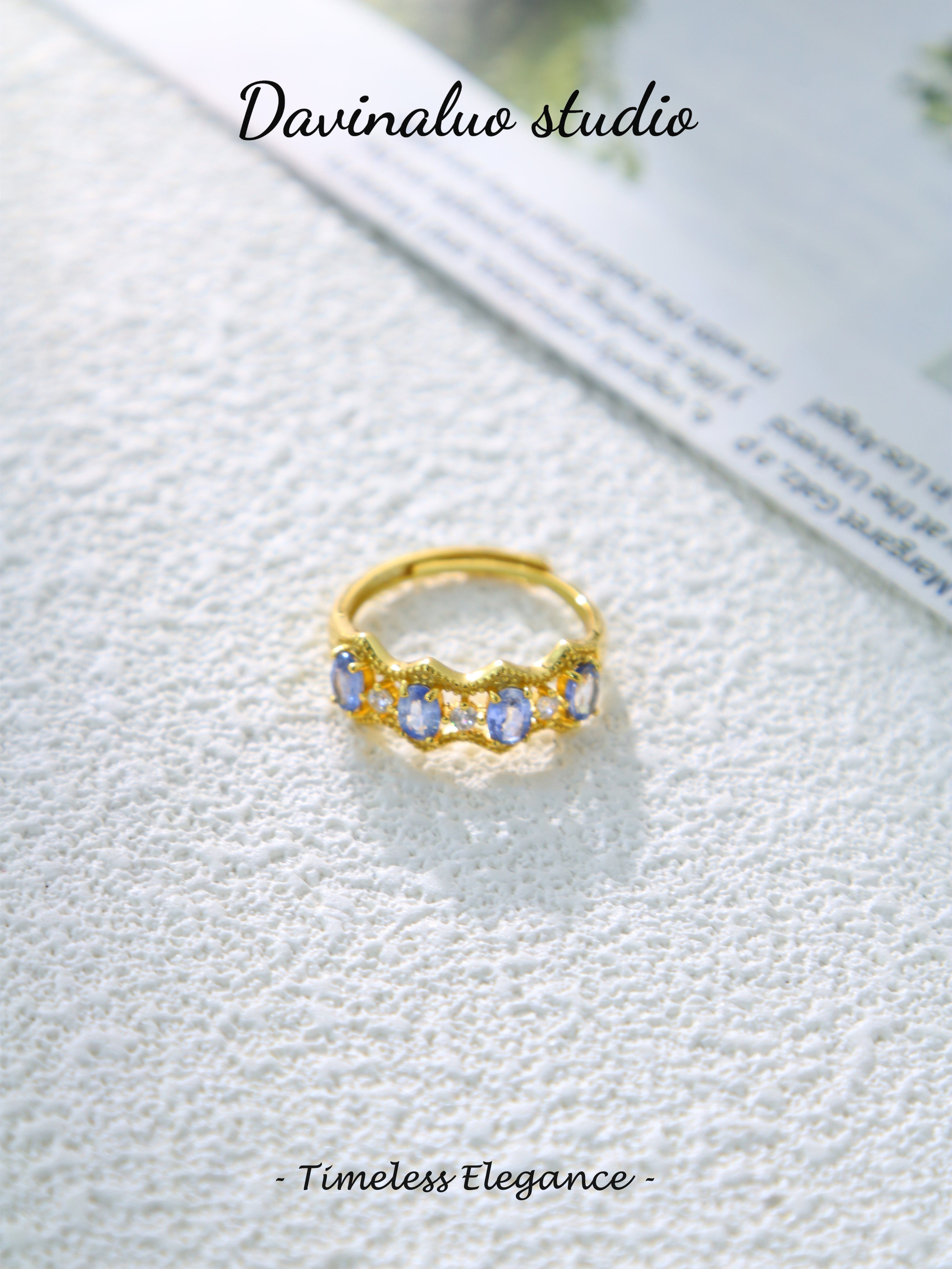 S925 Gold Simple Oval Cut Sapphire Ring 040415011