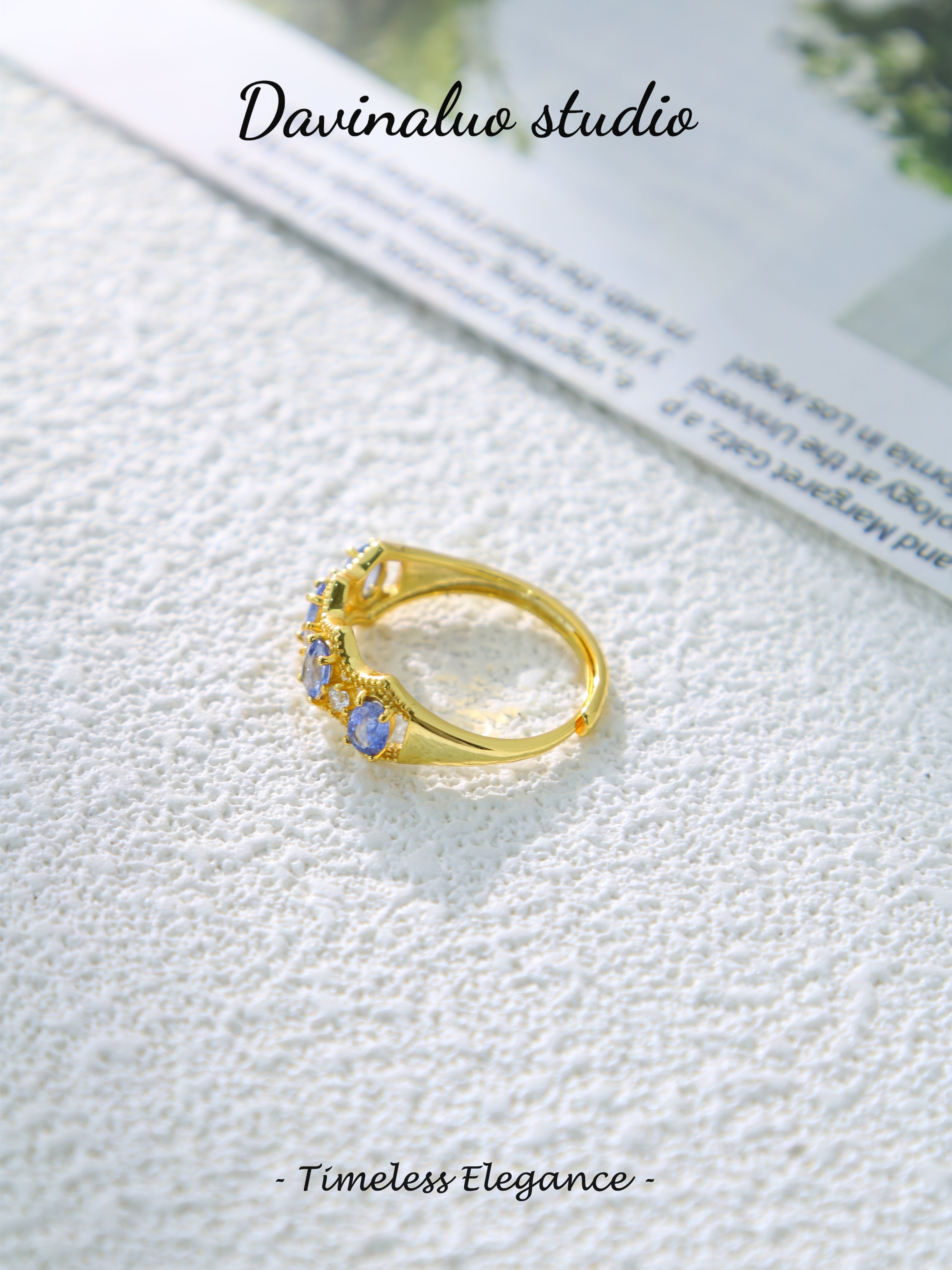 S925 Gold Simple Oval Cut Sapphire Ring 040415011