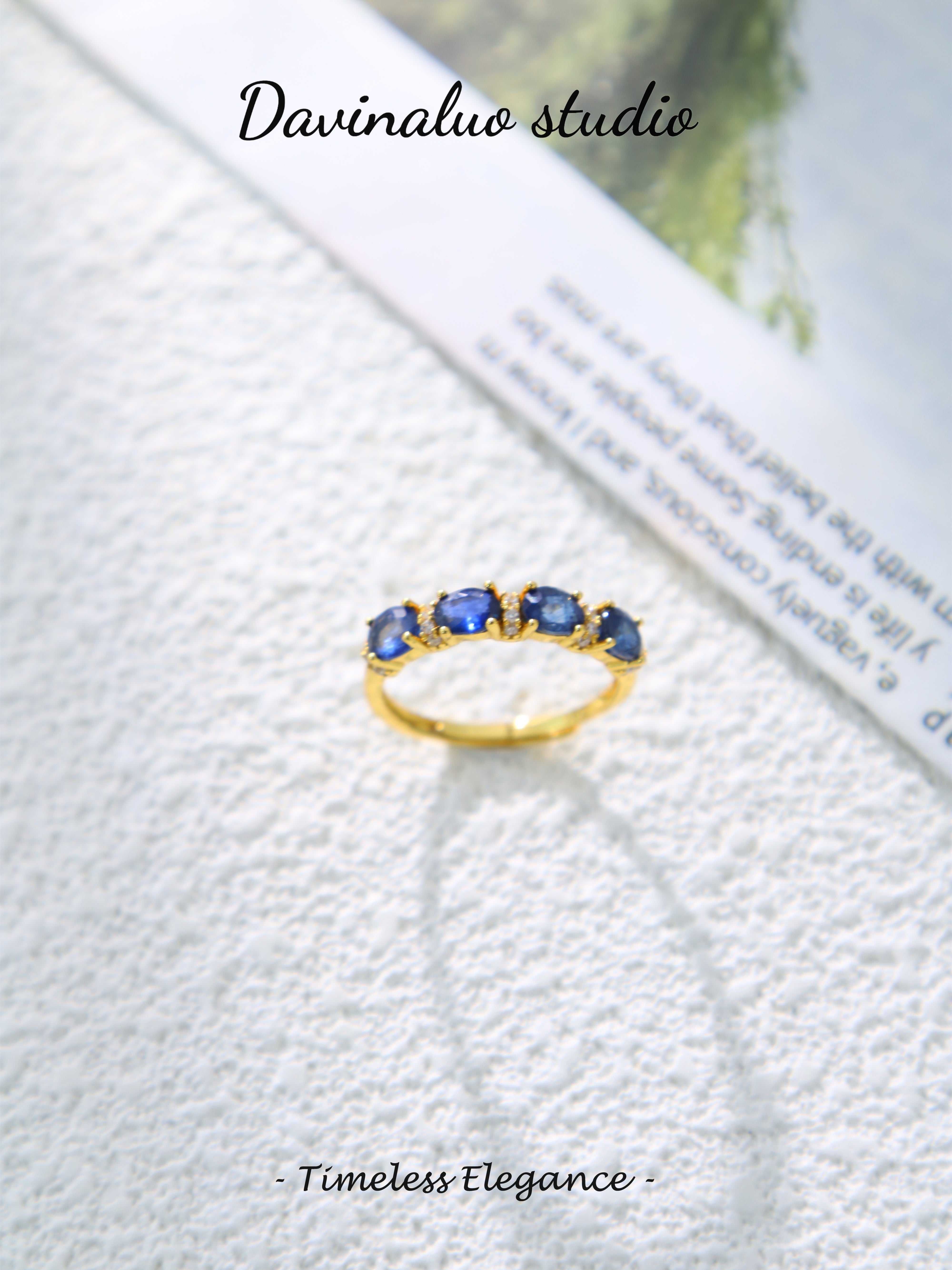 S925 Gold Classic Oval Cut Sapphire Ring 040305150