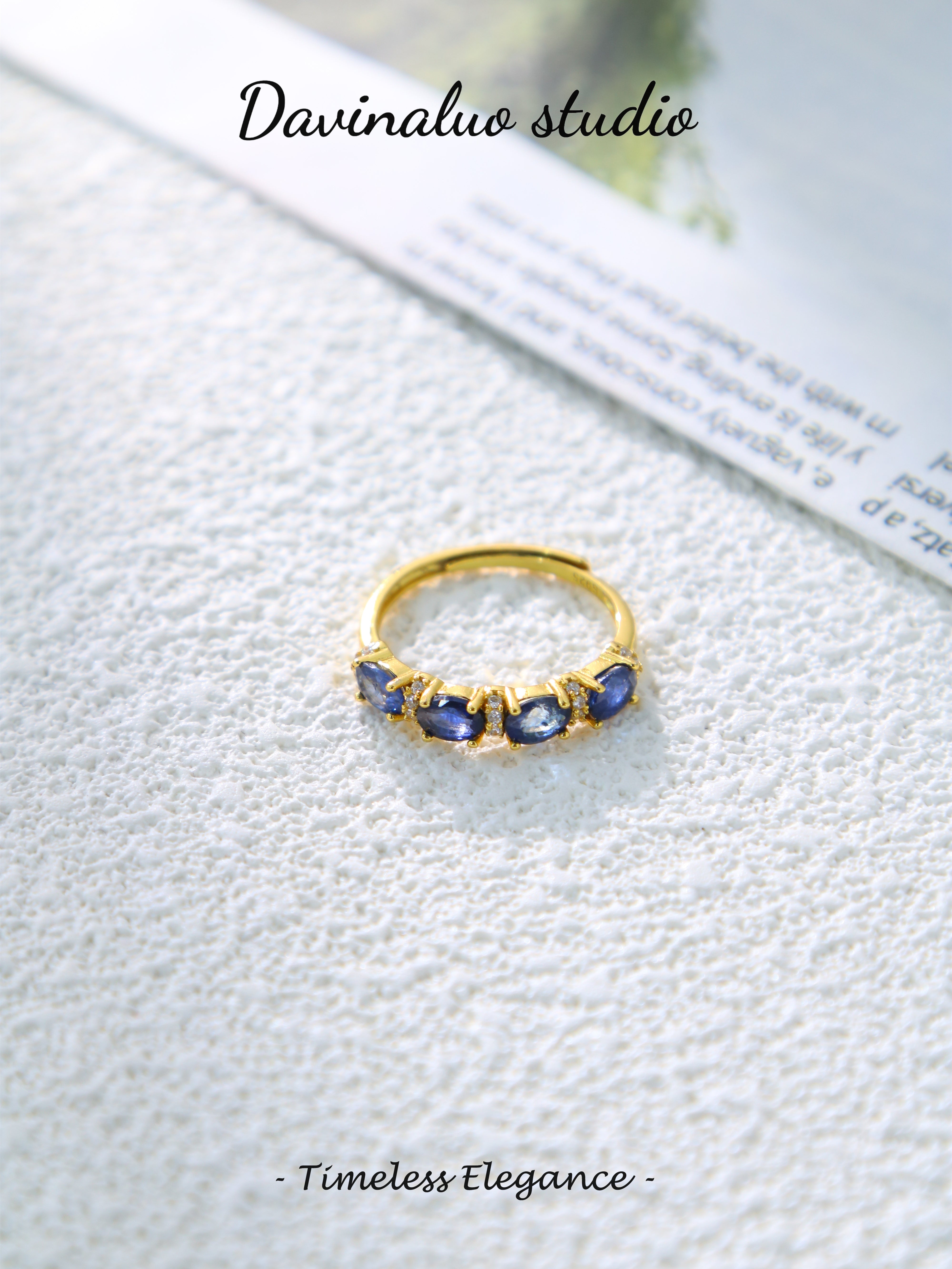 S925 Gold Classic Oval Cut Sapphire Ring 040305150