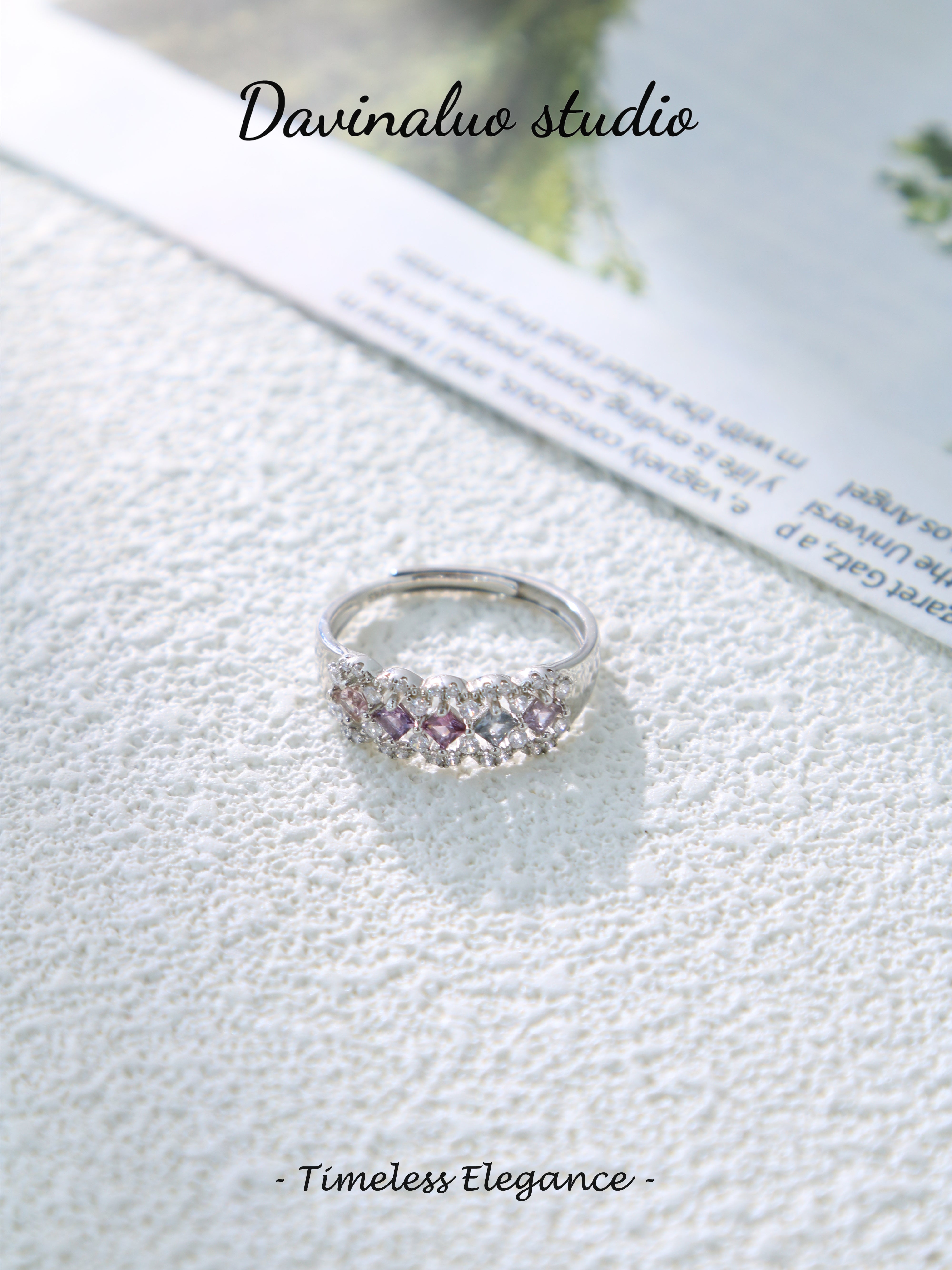 S925 Silver Simple Princess-Cut Spinel Ring D0710018G