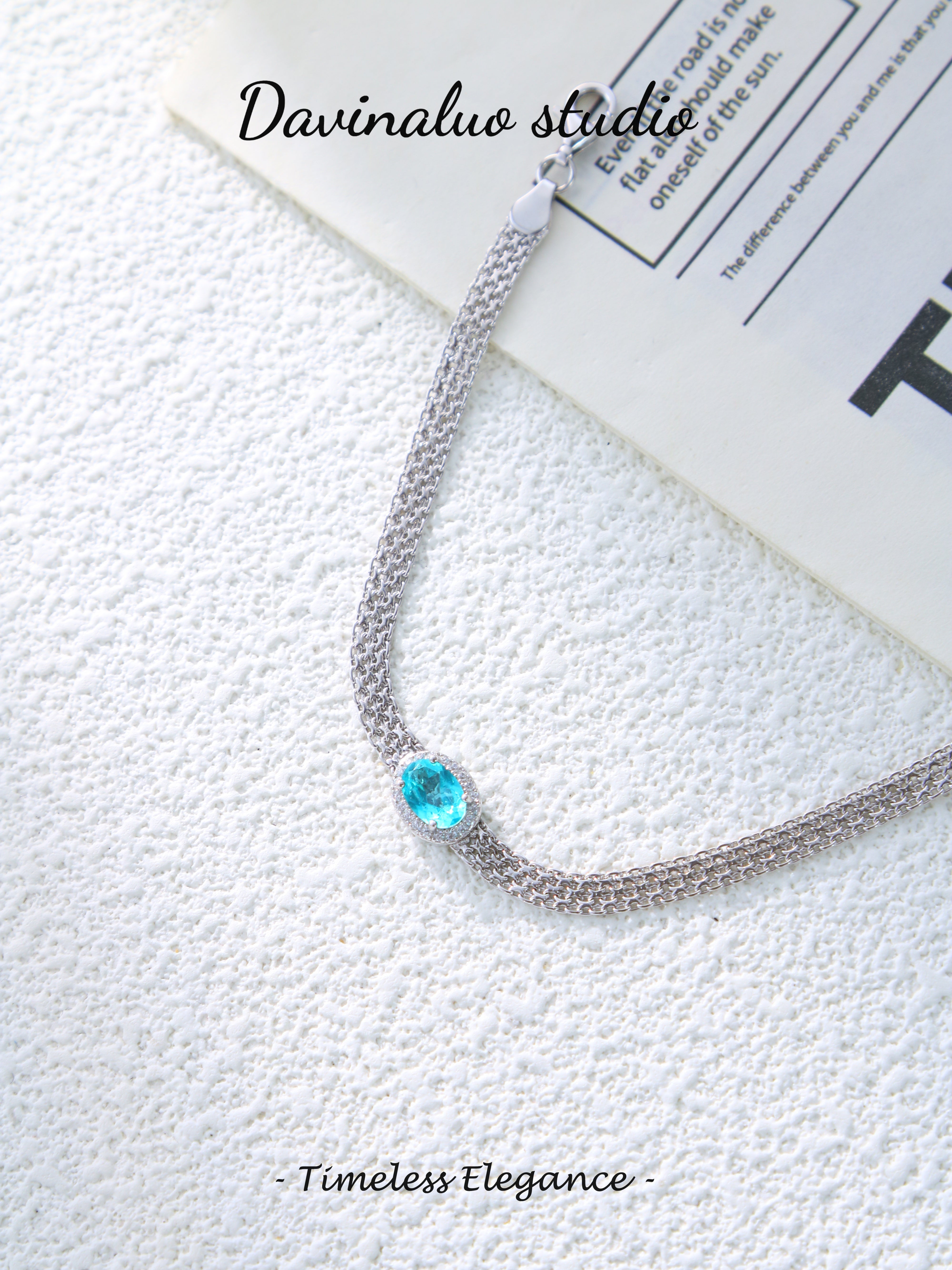 S925 Silver Classic Oval Cut Apatite Bracelet 070713103-2
