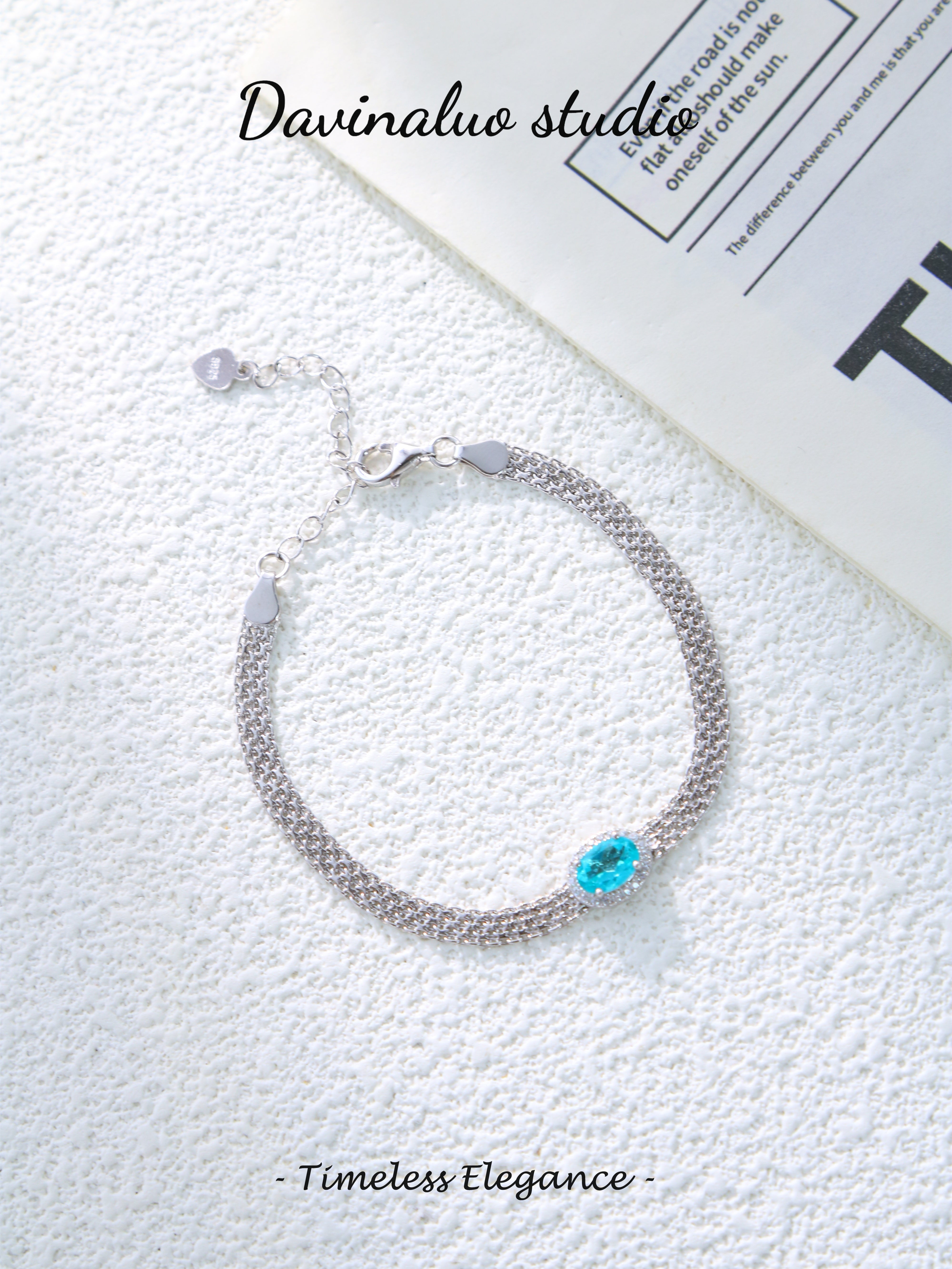 S925 Silver Classic Oval Cut Apatite Bracelet 070713103-2