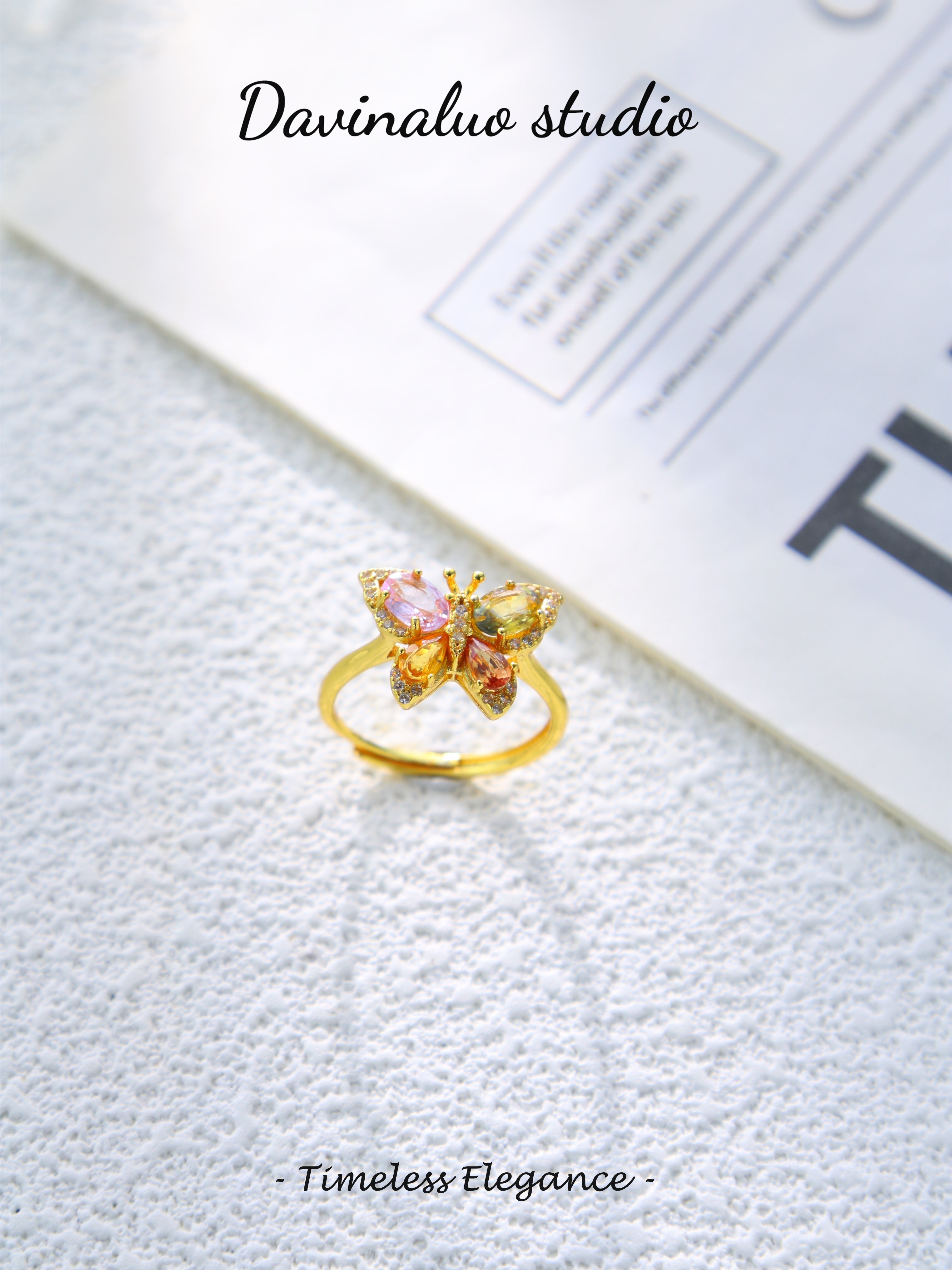 S925 Gold Classic Oval Cut Colored Sapphire Ring D0718024