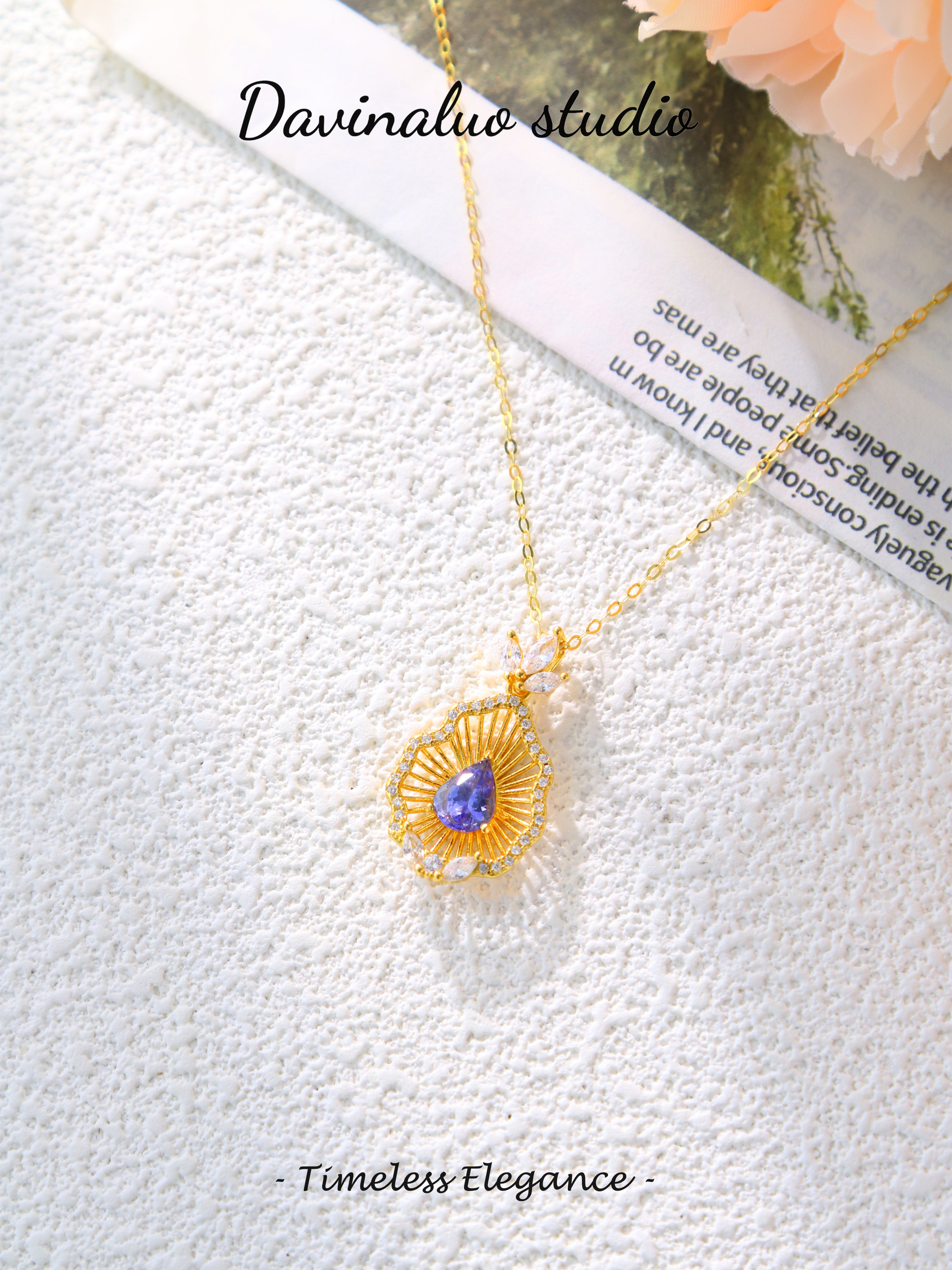 S925 Gold Classic Pear-Shaped Cut Tanzanite Pendant D0721042