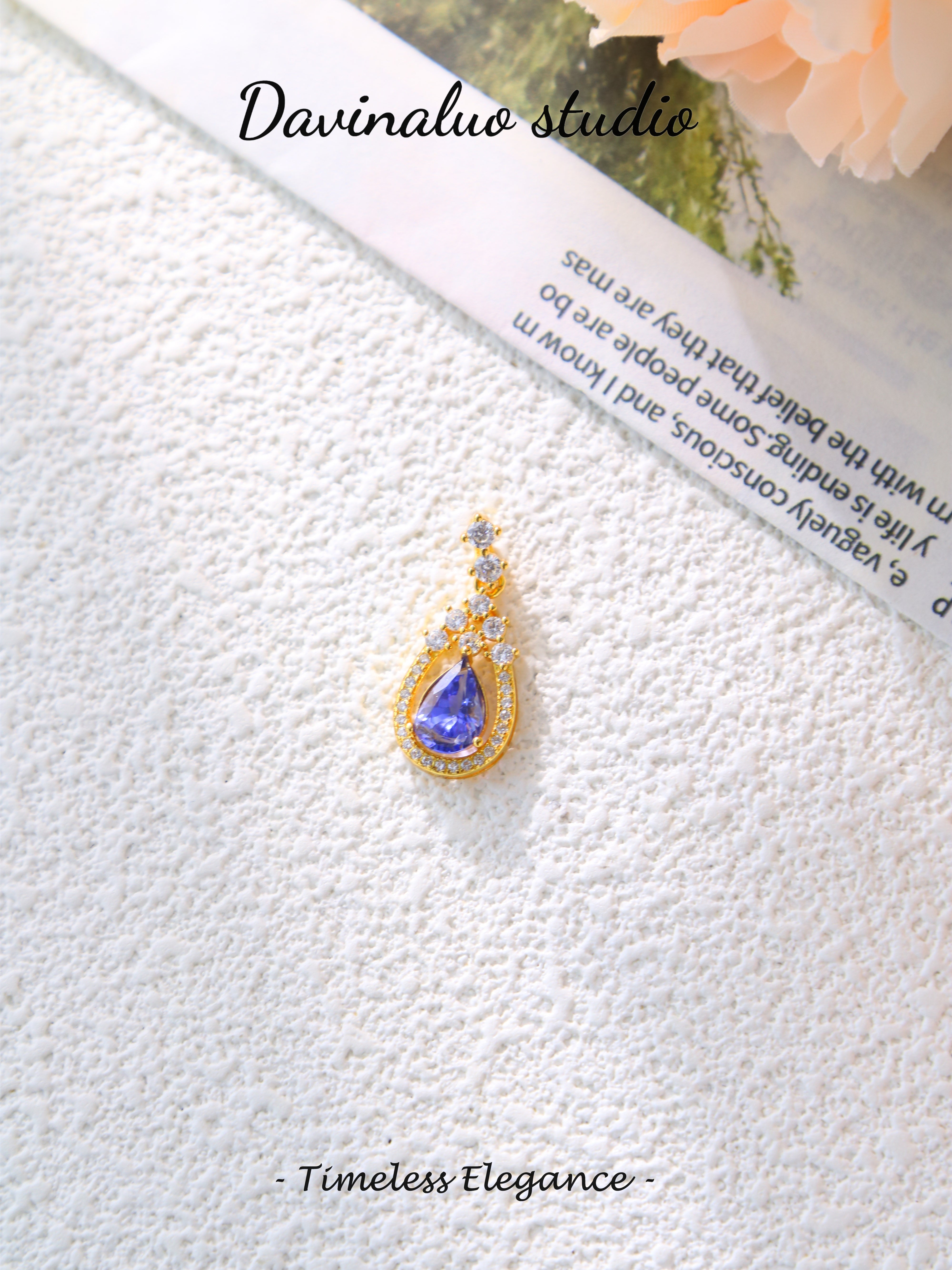 S925 Gold Classic Pear-Shaped Cut Tanzanite Pendant 0719045G
