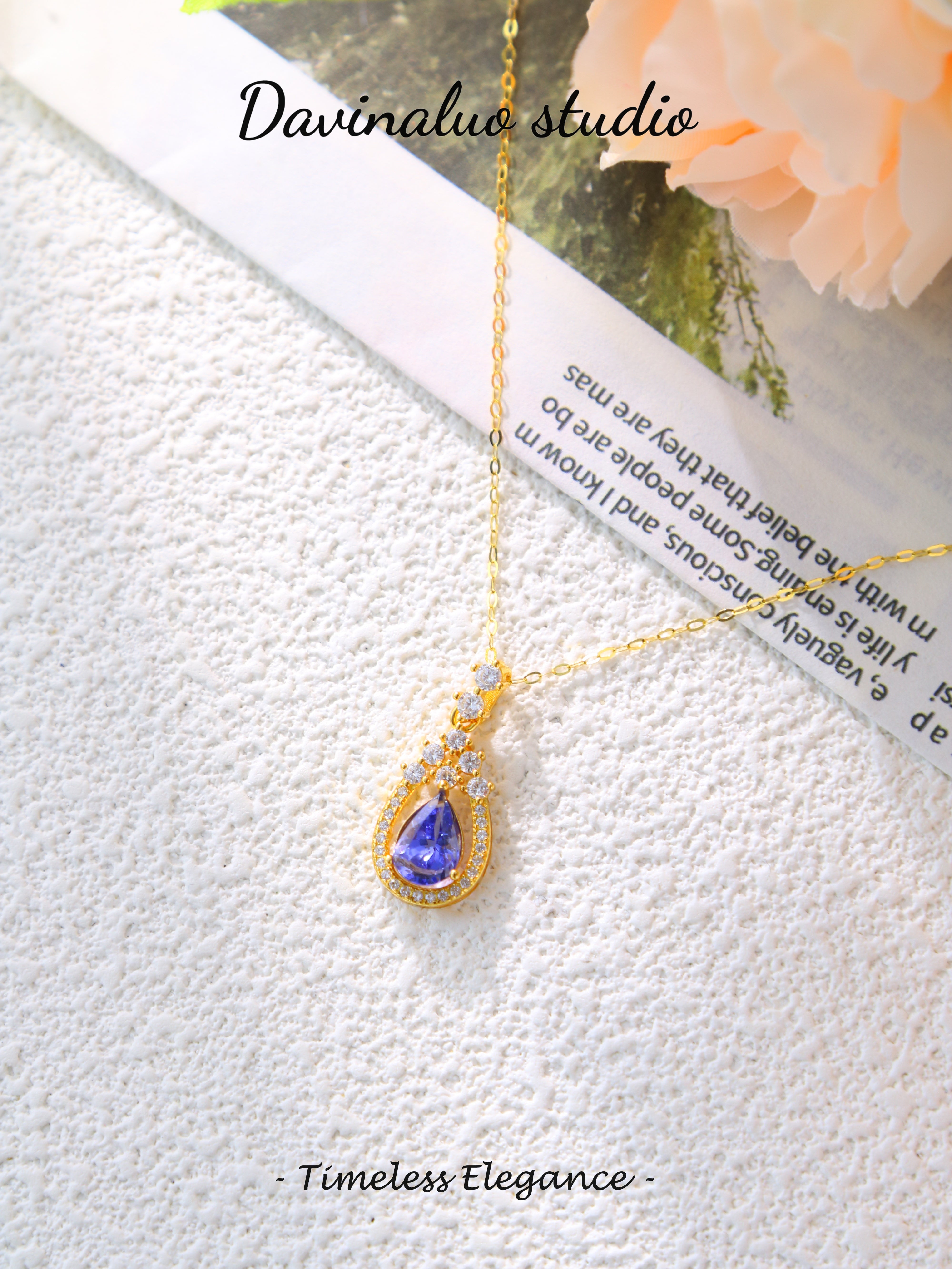 S925 Gold Classic Pear-Shaped Cut Tanzanite Pendant 0719045G
