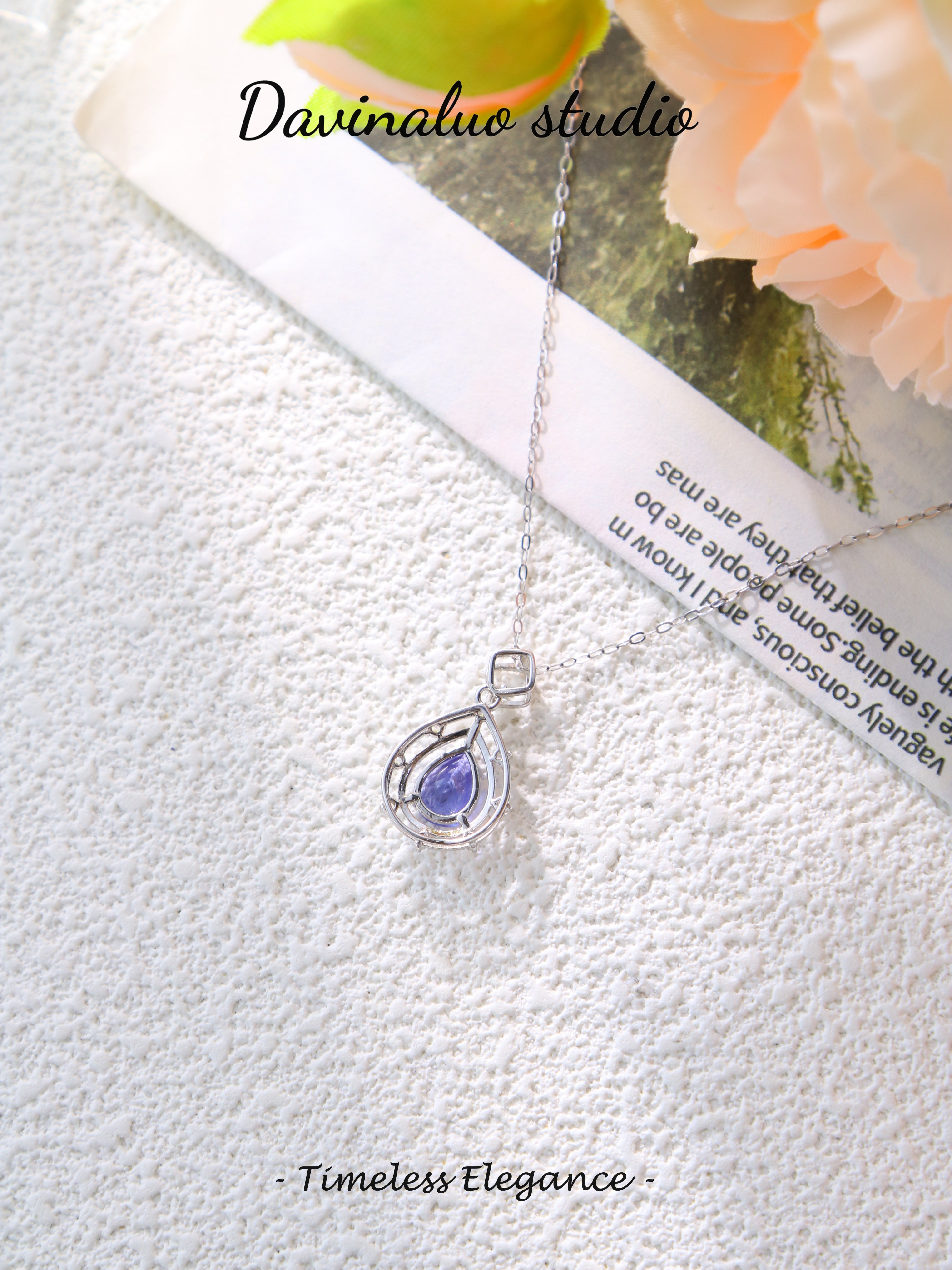 S925 Silver Classic Pear-Cut Tanzanite Pendant D0719048G