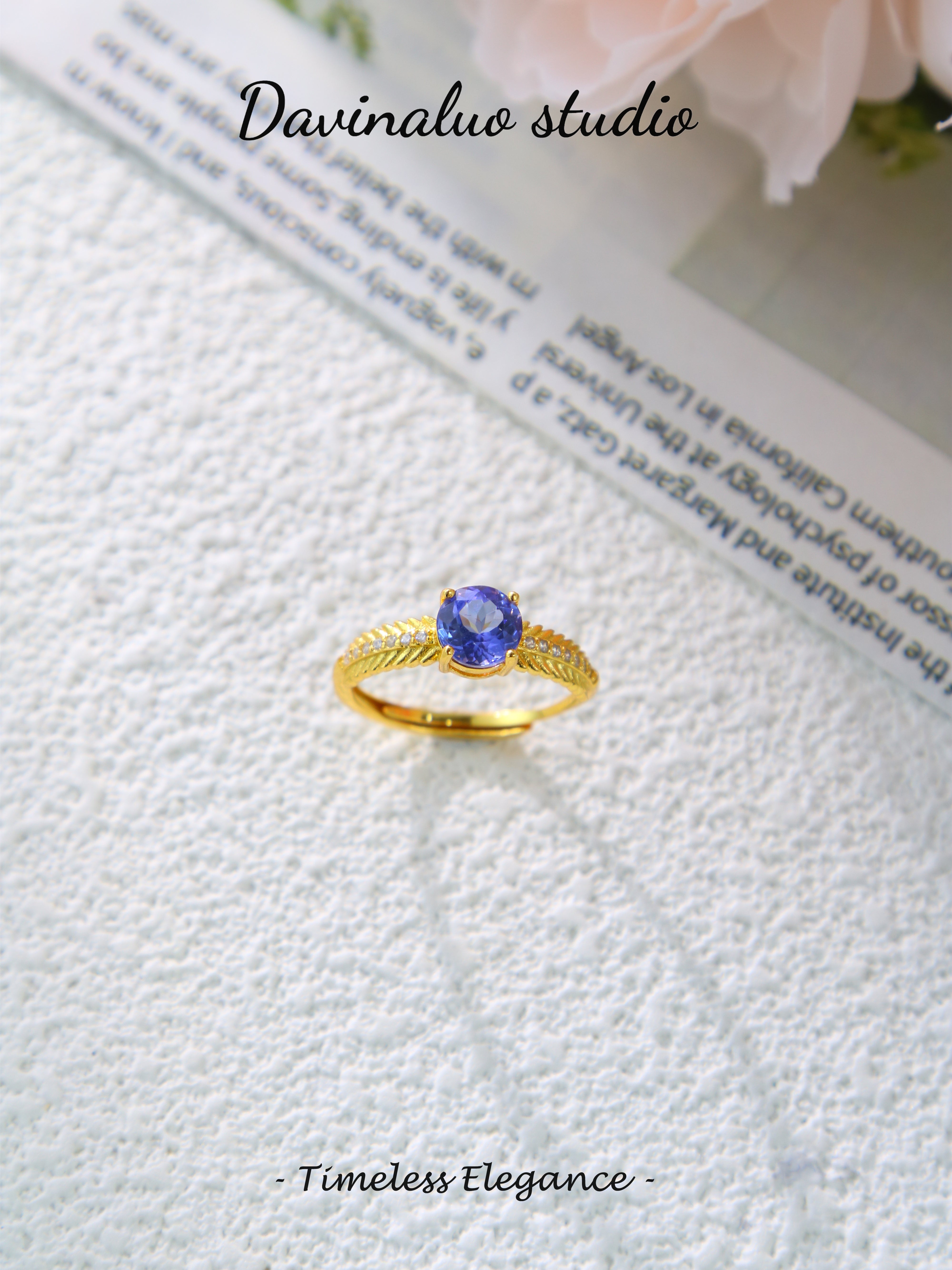 S925 Gold Classic Round Cut Tanzanite Ring D0719026G