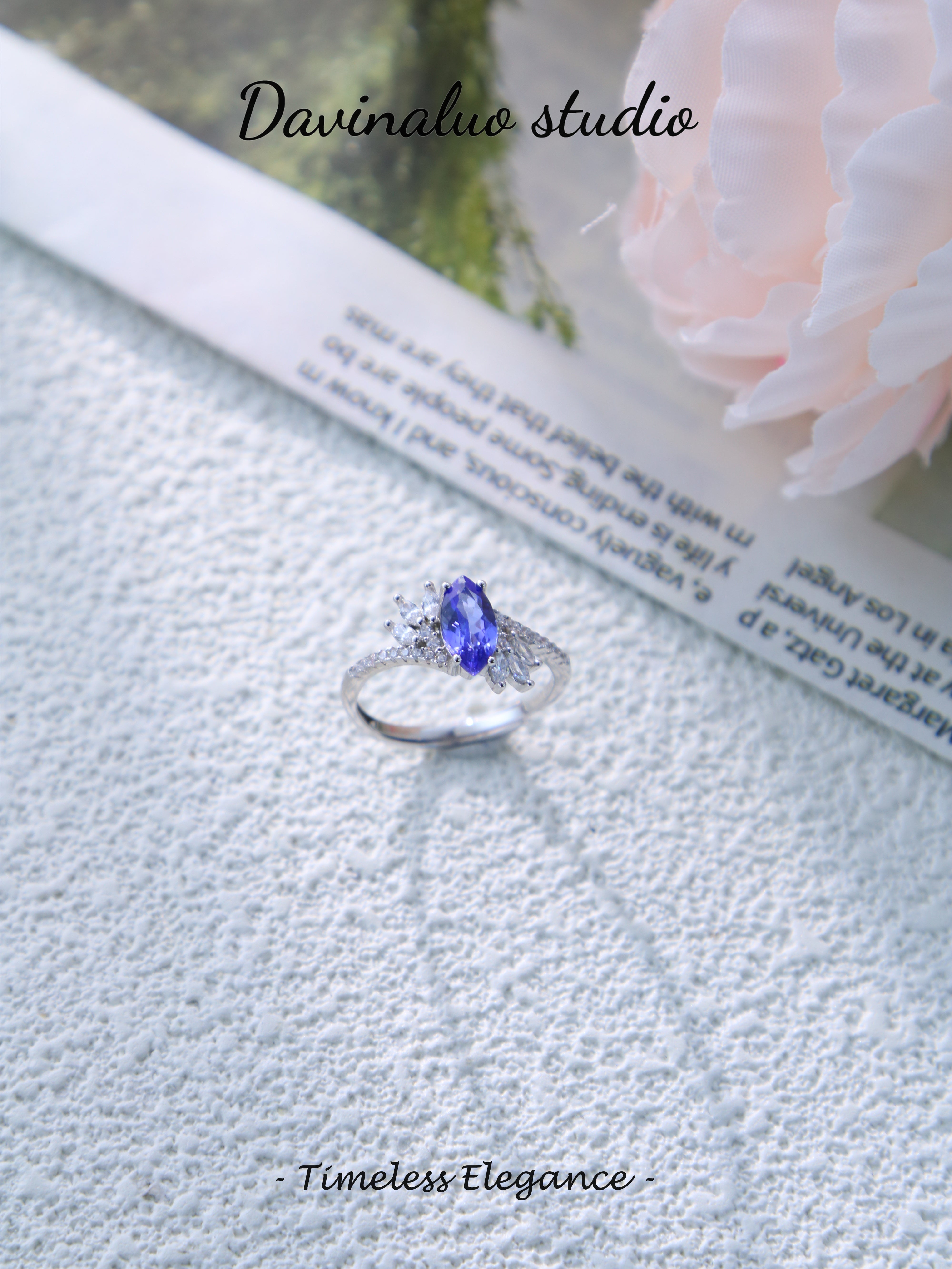 S925 Silver Classic Marquise Cut Tanzanite Ring D0721004
