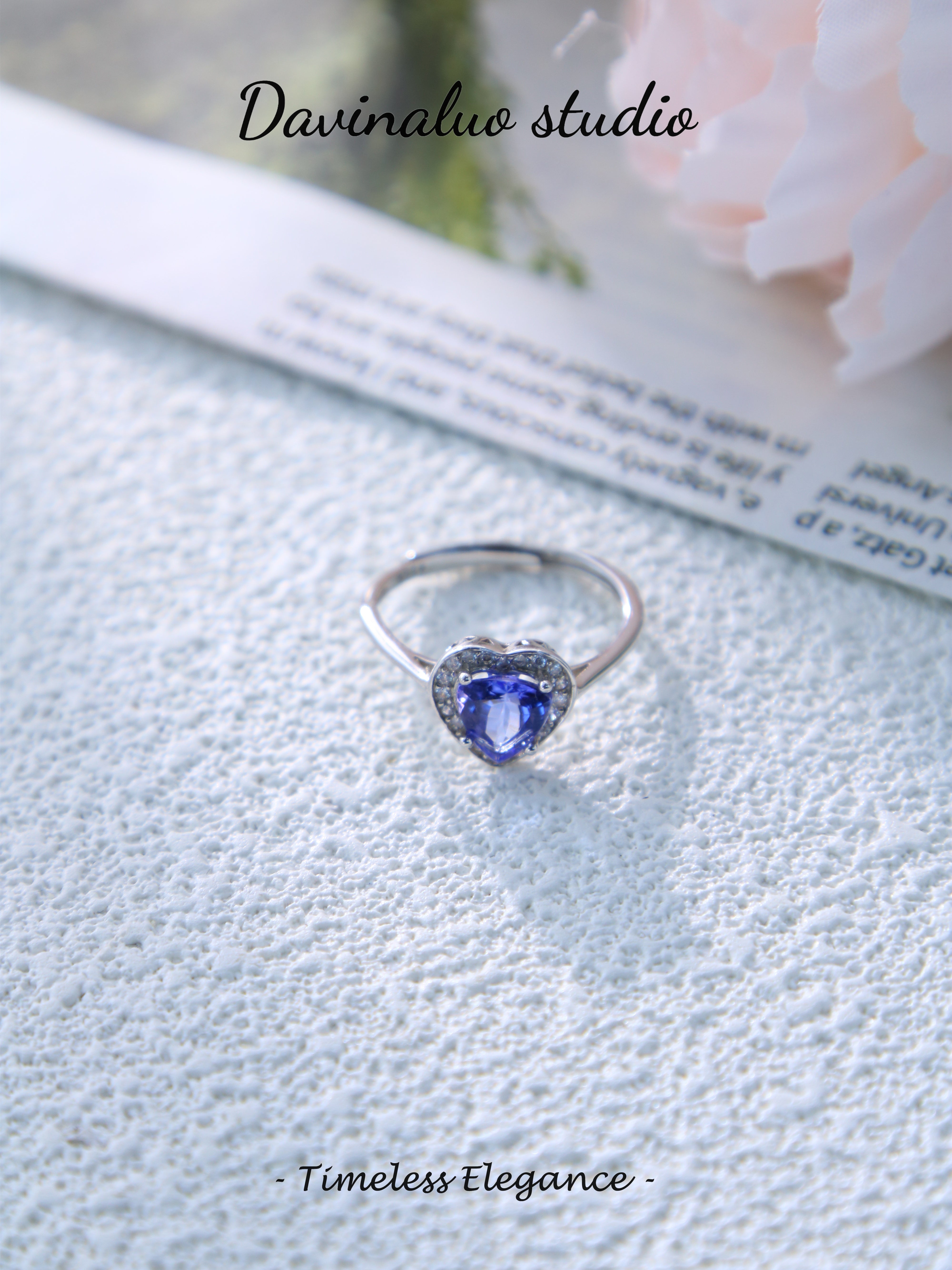 S925 Silver Classic Triangle Cut Tanzanite Ring D0719024G