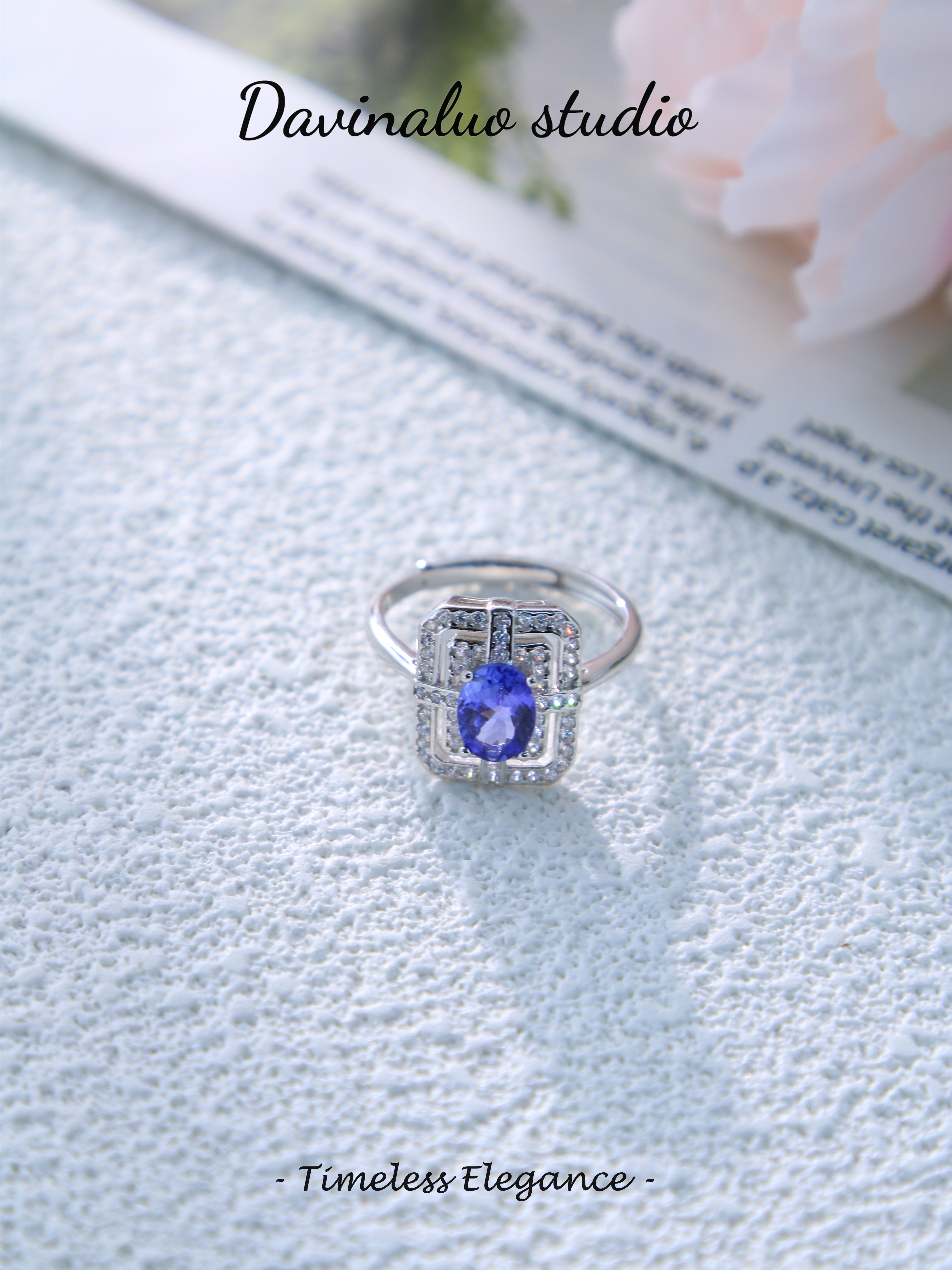 S925 Silver Classic Oval Cut Tanzanite Ring D0719004G