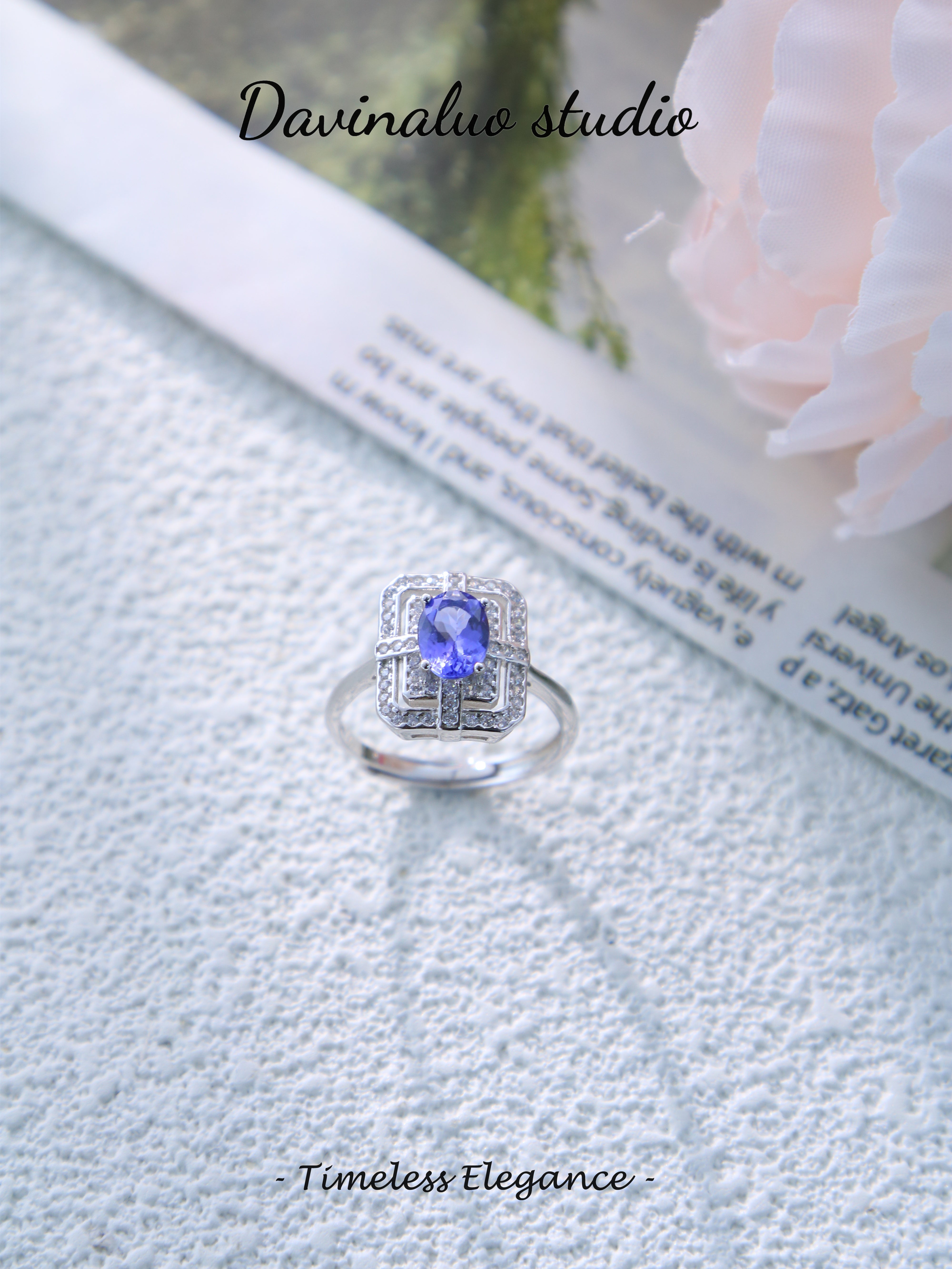 S925 Silver Classic Oval Cut Tanzanite Ring D0719004G