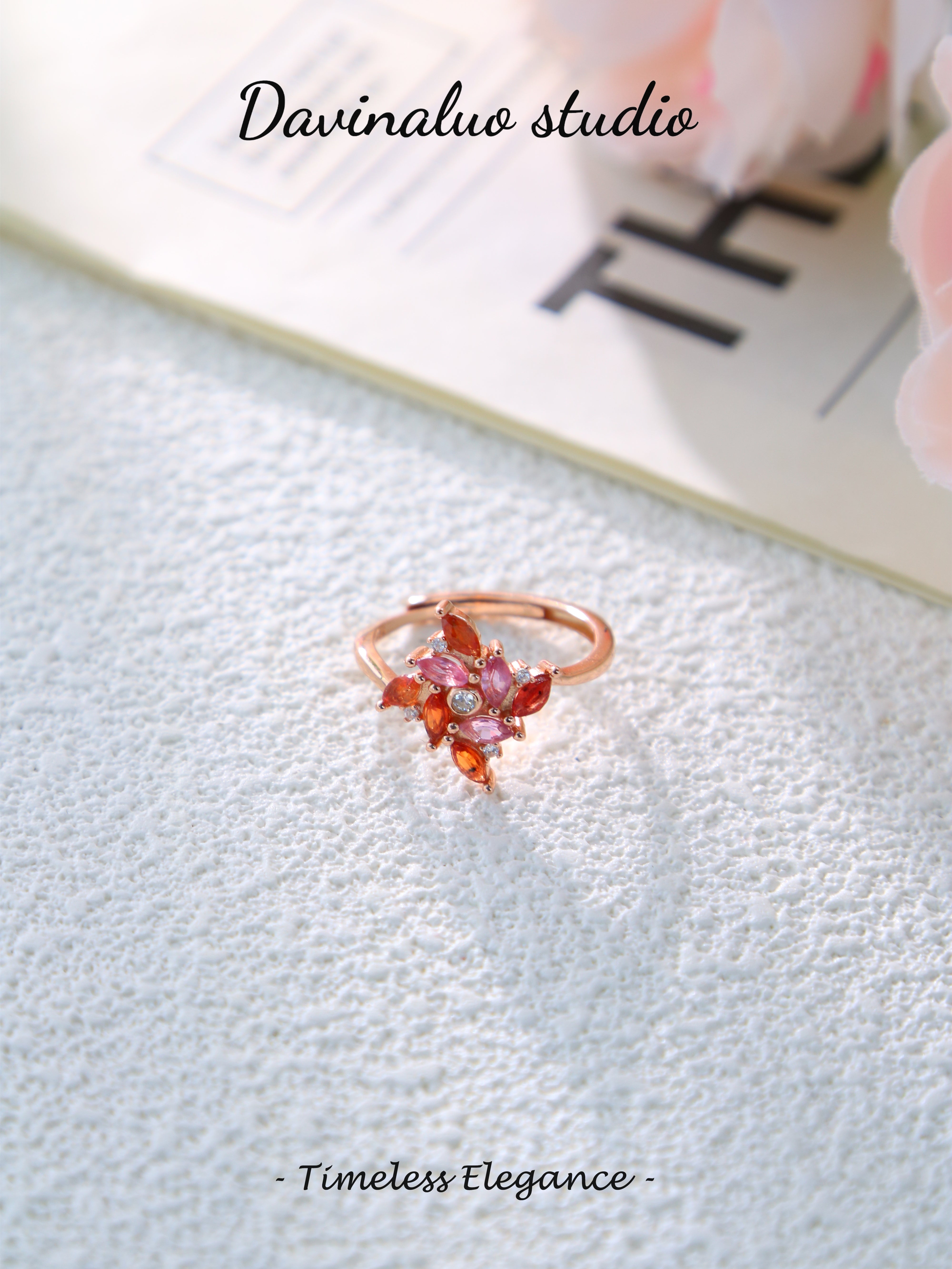 S925 Rose Gold Classic Marquise Cut Sapphire Ring D0724002