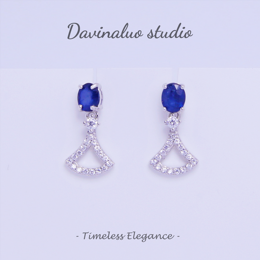 S925 Silver Natural Sapphire Lady Dress Earrings LBSE004