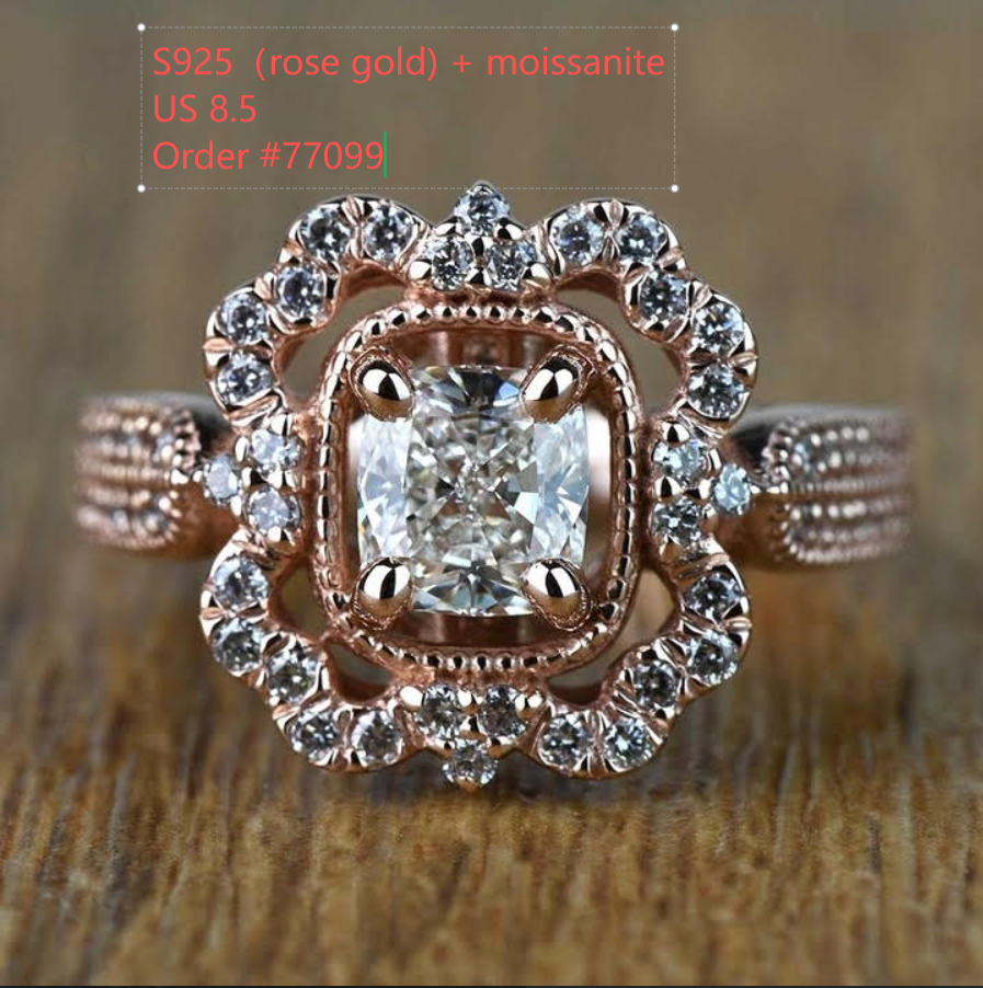 S925 Ring with Moissanite Customise Link for Kelsea 3.7
