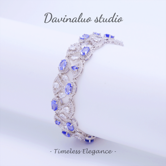 S925 Silver Natural Tanzanite Double Row Silver Blue Bracelet TSB004