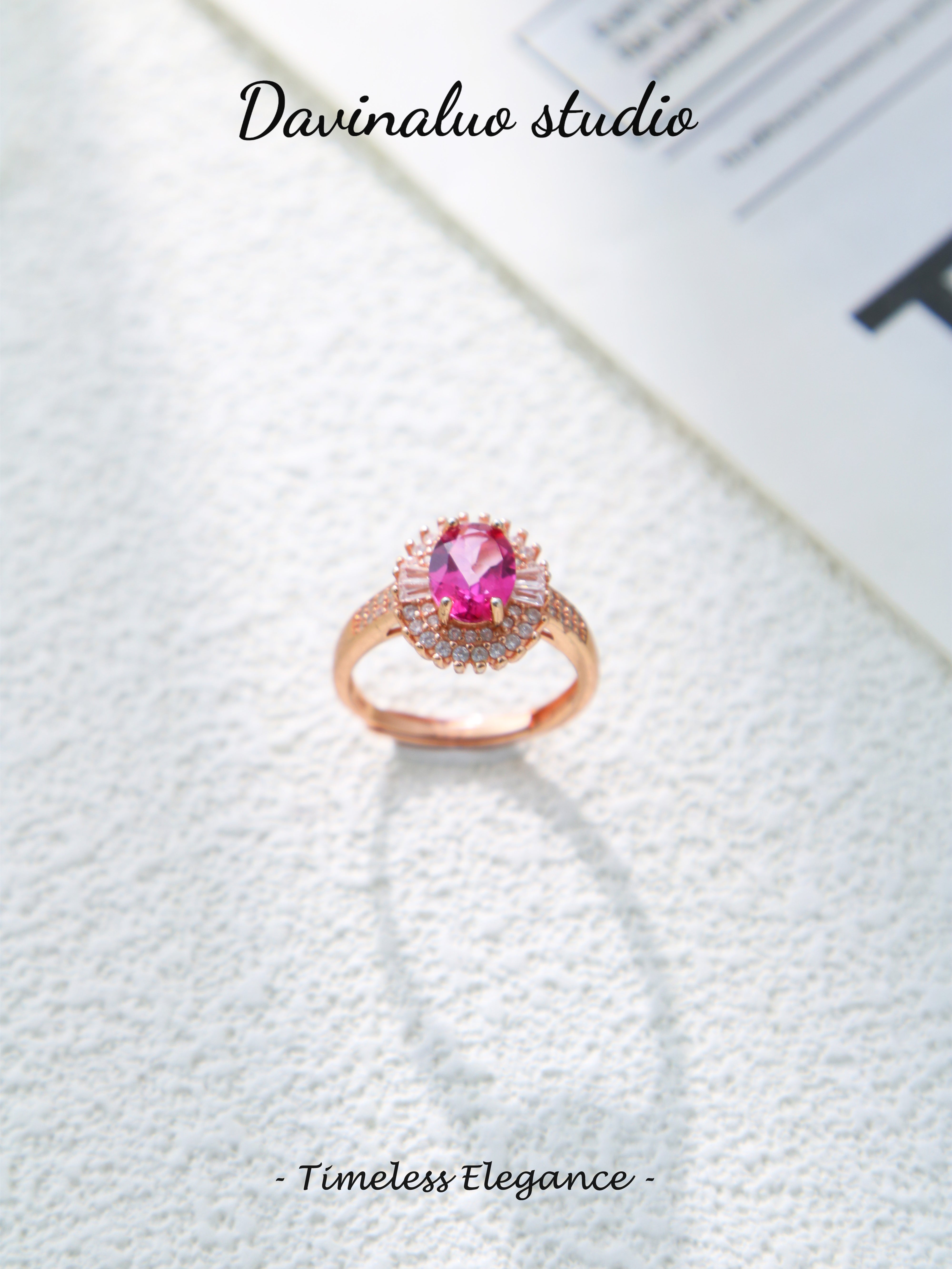 S925 Rose Gold Classic Oval Cut Topaz Ring