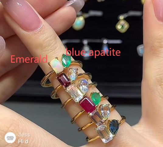 S925 Emerald with apatite Ring Link for Kenia 10.15