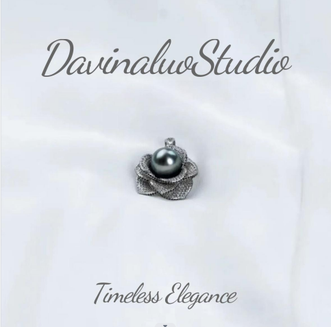 Pendentif camélia en argent S925, eau de mer naturelle, perle noire verdâtre de Tahiti, haute brillance, grande taille 12-13mm, MJ003
